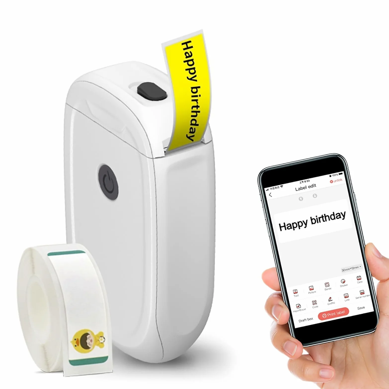 TsoLay Mini Etichettatrice Portatile Bluetooth, Stampante Termica per Adesivi con Input Vocale E Stampa Batch, per Casa, Ufficio, Scuola (Compatibile Solo con Android)