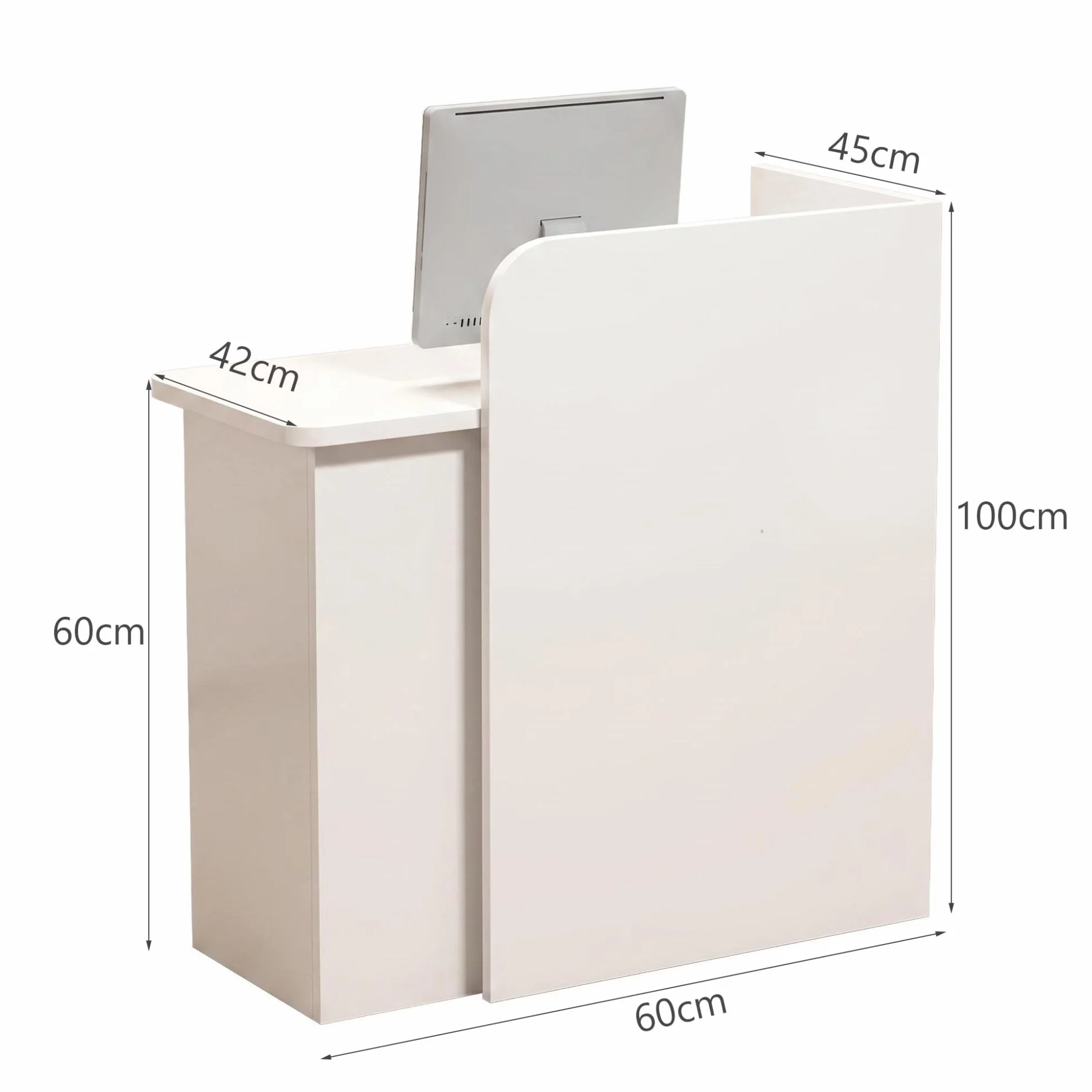 Banco Reception Piccola Moderno con LED, Bancone Reception per Negozio con Cassetti a Chiave, Bancone Cassa in Legno, per Spazi Commerciali Compatti (60X45X100CM)
