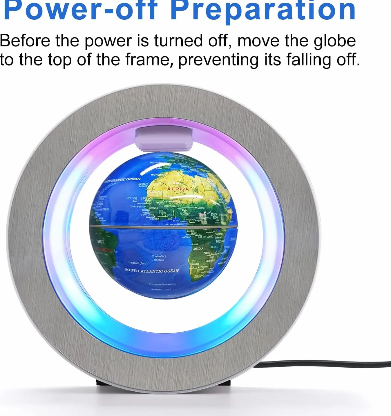 Flagest Mappamondo galleggiante a levitazione magnetica - Globo a forma di O levitante con luci LED per decorazioni educative della casa, ufficio, computer, festa di compleanno e festa (10 cm)