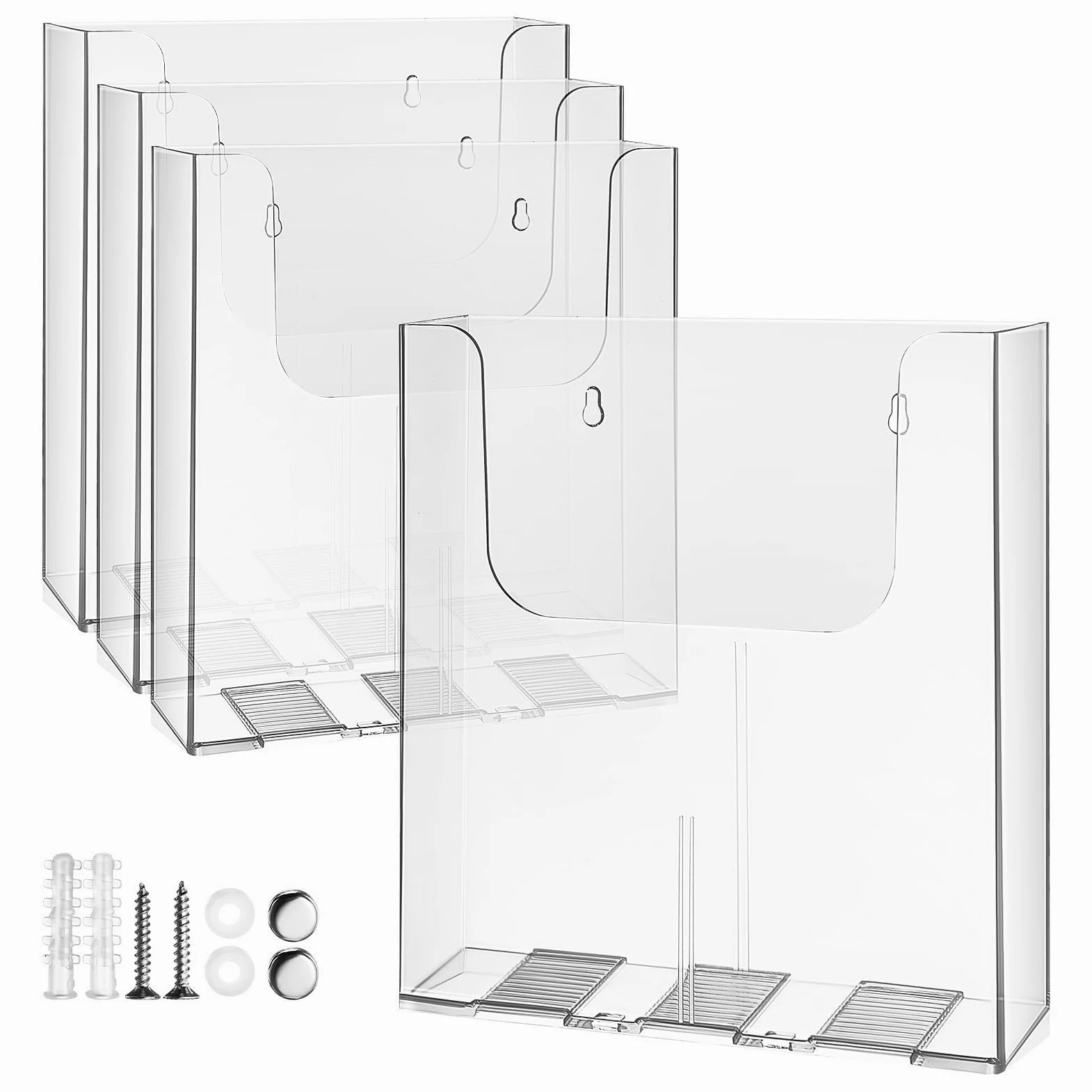 4 Pezzi Portadocumenti da Parete in Acrilico A4, Set da 4 | Organizer per Scuola e Casa, Resistente alla Deformazione, Facile Installazione