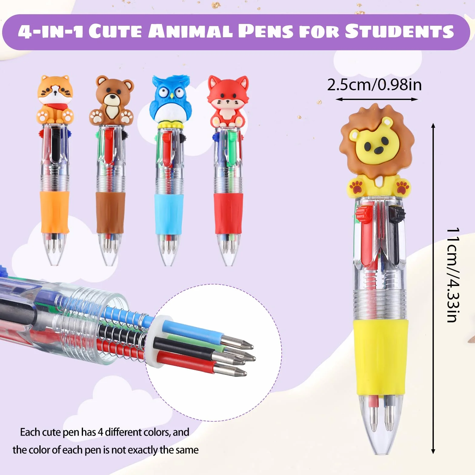 24 Pezzi Penna a Sfera 4-in-1 0.7mm Retrattile Regalo Diploma Studenti