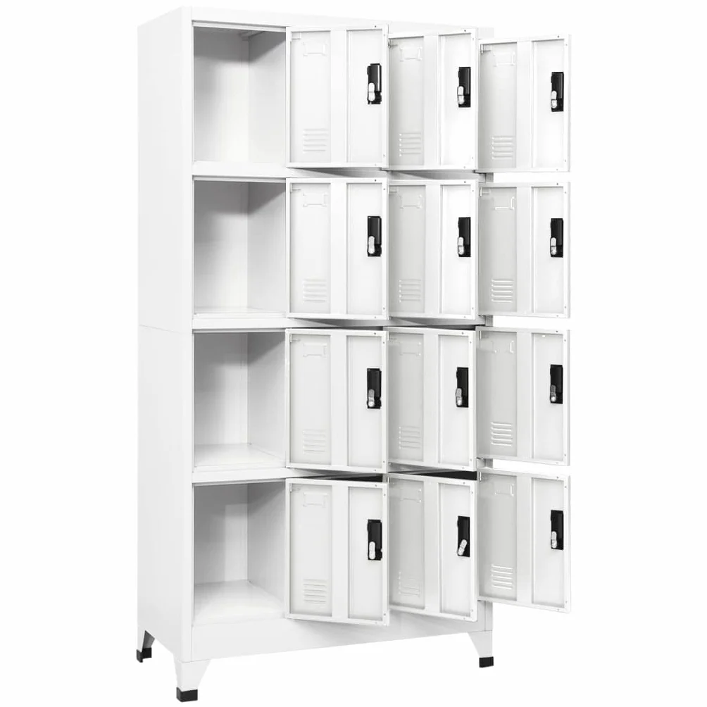 vidaXL Armadietto con Serratura Bianco 90x45x180 cm in Acciaio