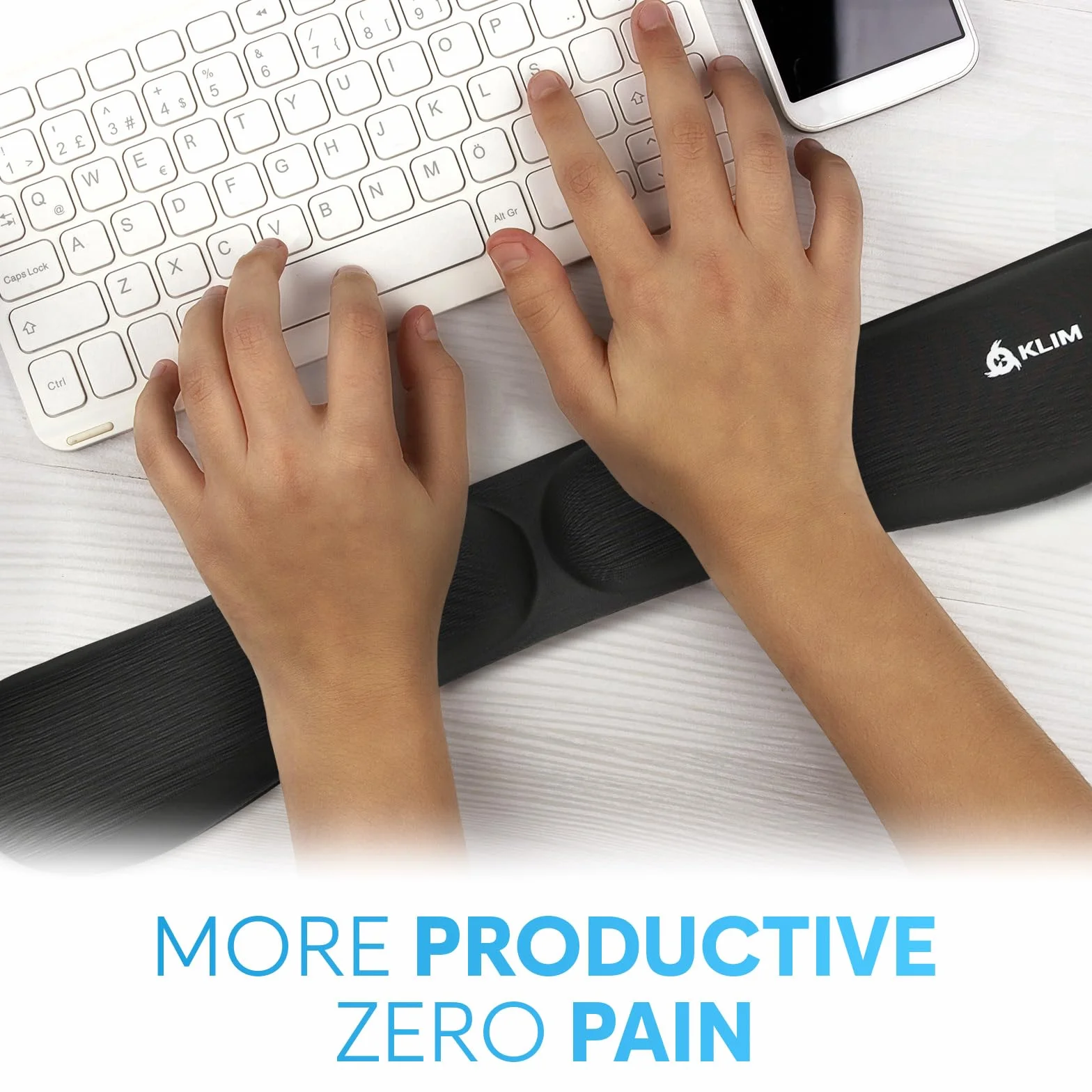 KLIM Wrist Rest Set Poggiapolsi Tastiera e Mouse - Schiuma di memoria al gel - Nero