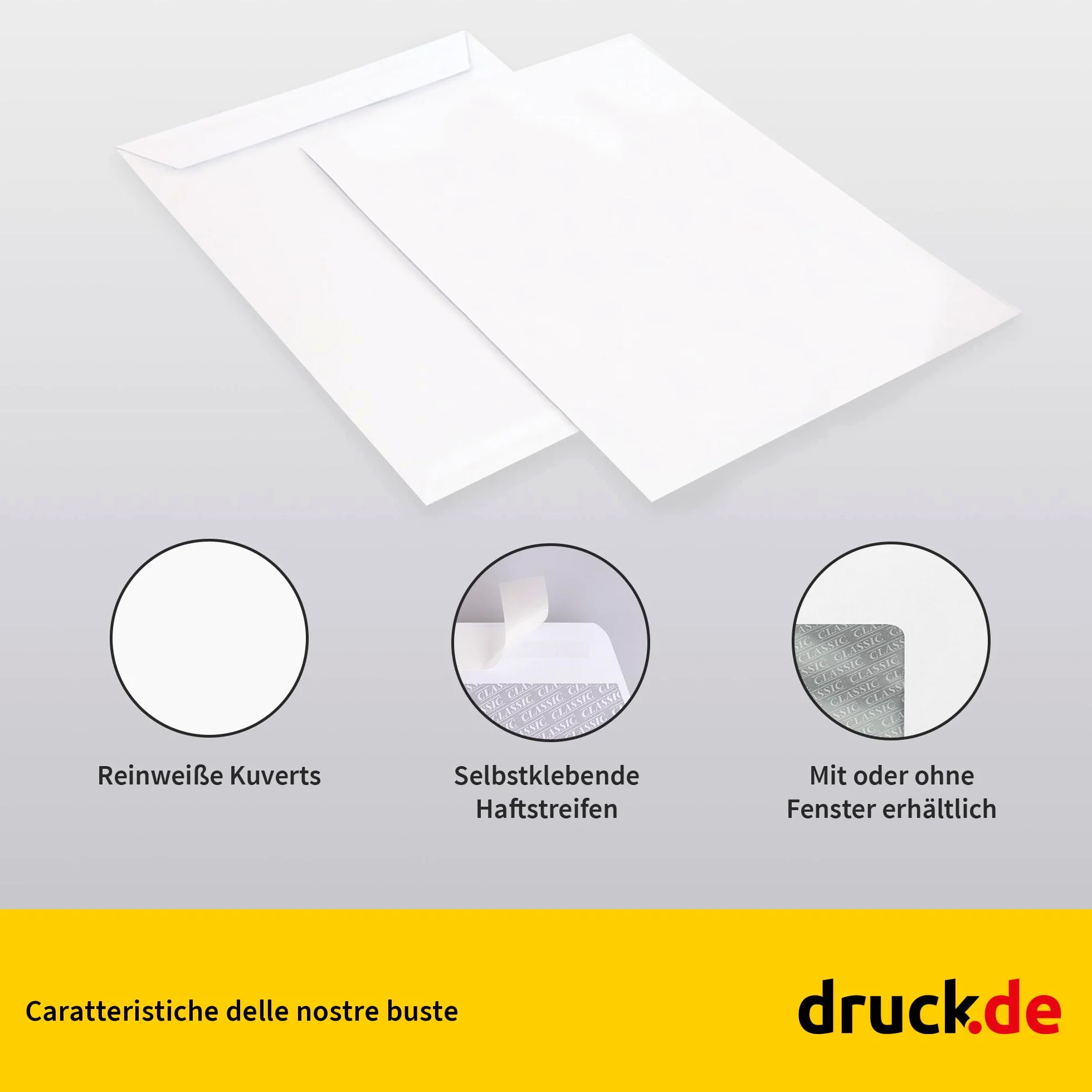 1000 buste per lettere, formato C4, senza finestra, colore bianco, chiusura autoadesiva, chiusura adesiva, per fatture, lettere, inviti, biglietti di auguri