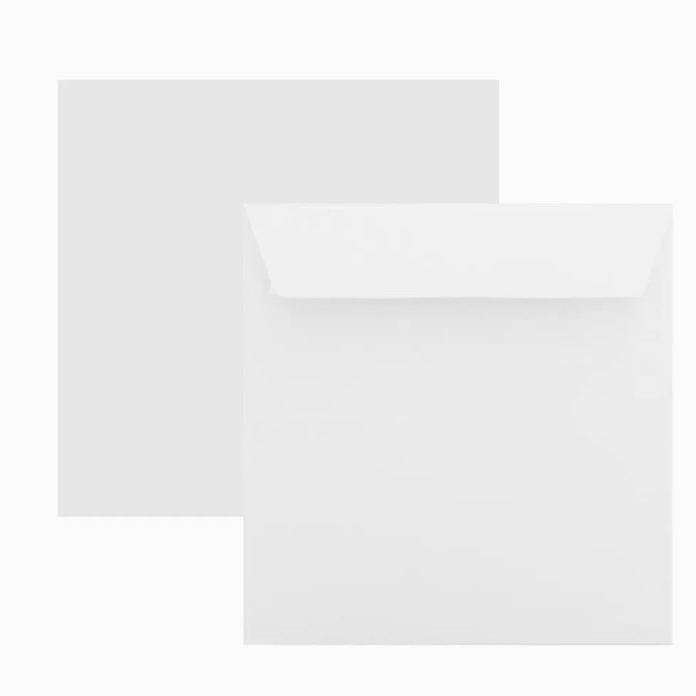 Paper24 - Buste da lettera quadrate, 160 x 160 mm, 16 x 16 cm, con chiusura adesiva, 2 biglietti per buoni regalo, colore: bianco 100 g, 200