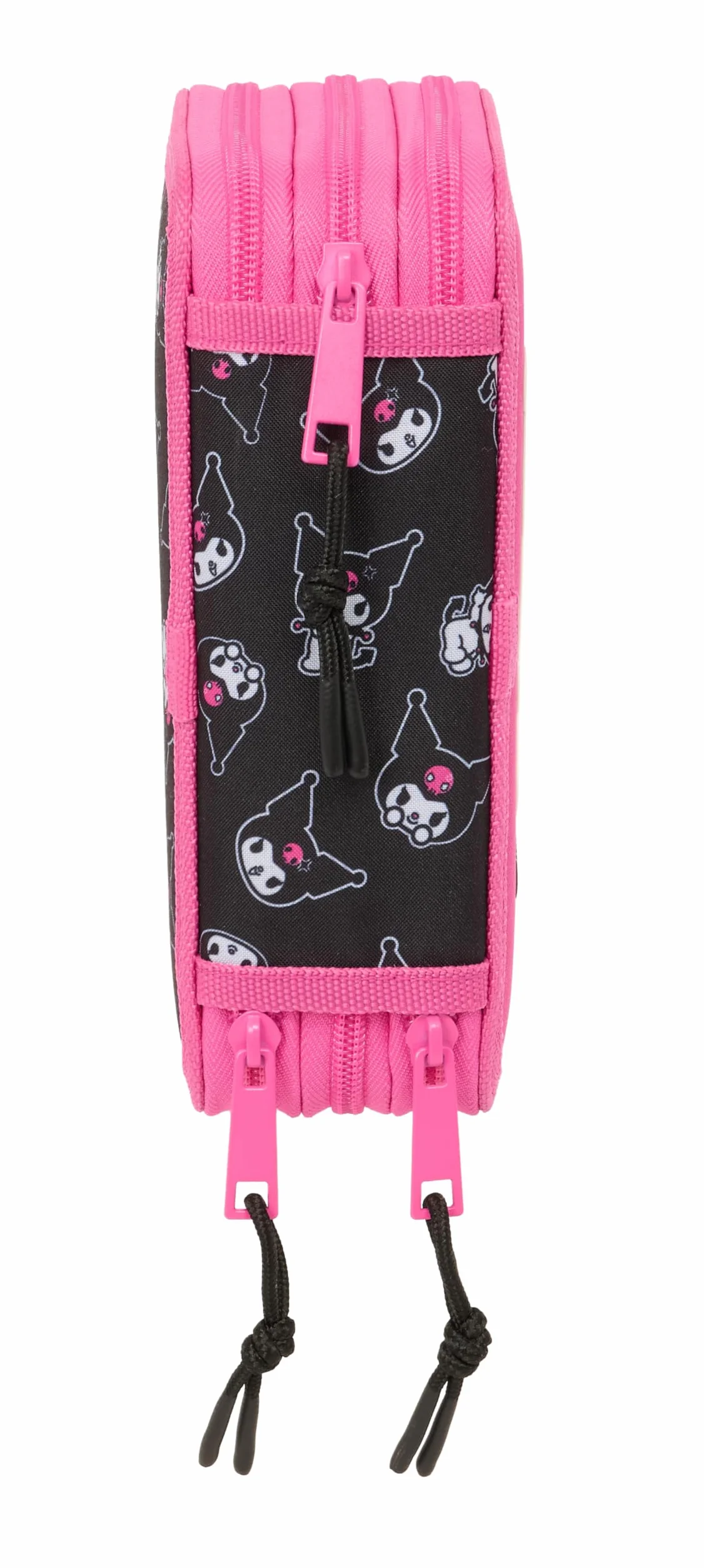 safta KUROMI - Astuccio scolastico con 37 utili inclusi, astuccio per bambini, ideale per bambini dai 5 ai 14 anni, comodo e versatile, qualità e resistenza, 12,5 x 5,5 x 19,5 cm, nero/fucsia, M