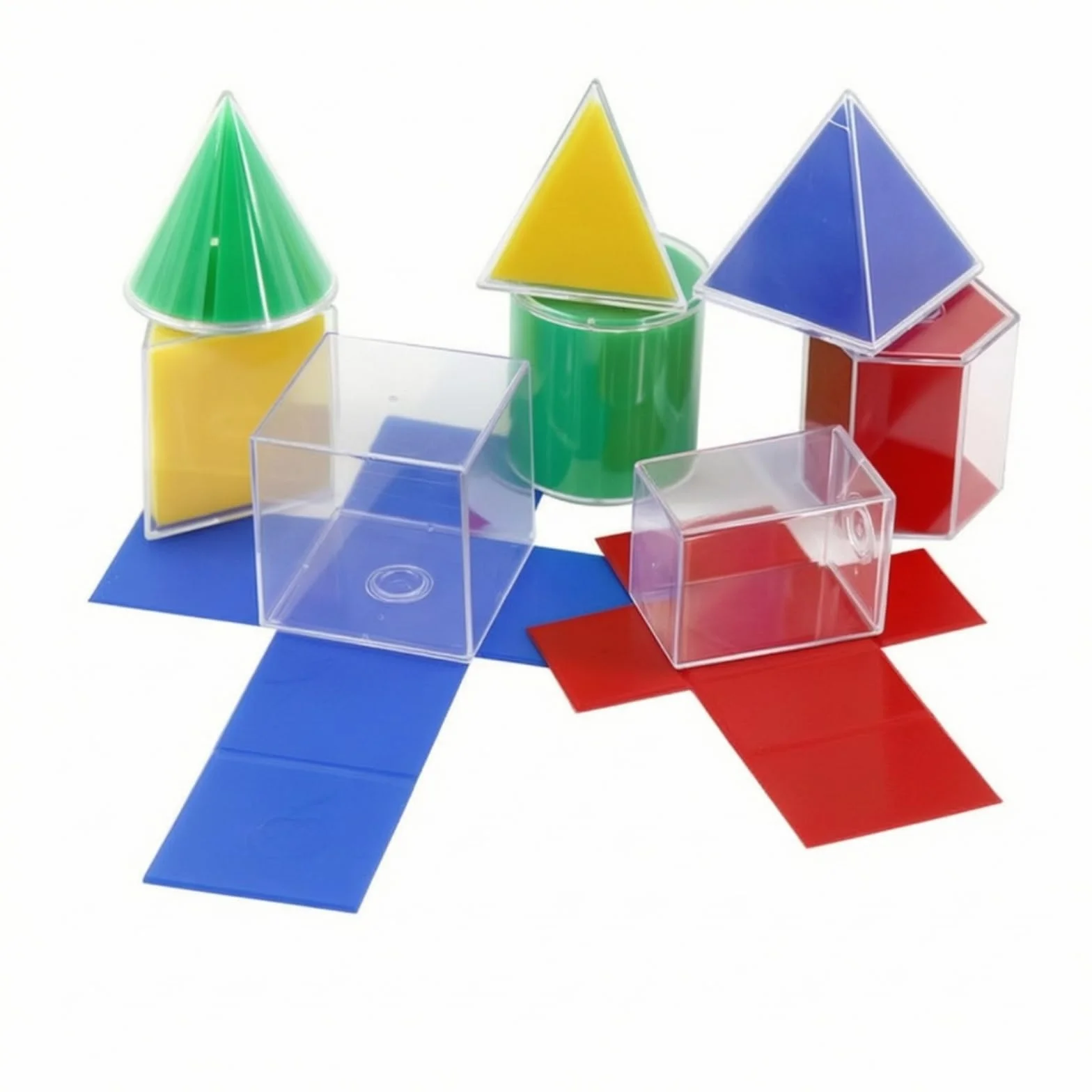 8 Pezzi Solidi Geometrici con Sviluppi Resistente Forme Geometriche Tridimensionali Pratico Set Didattico di Geometria per Insegnanti, Bambini, Scuola