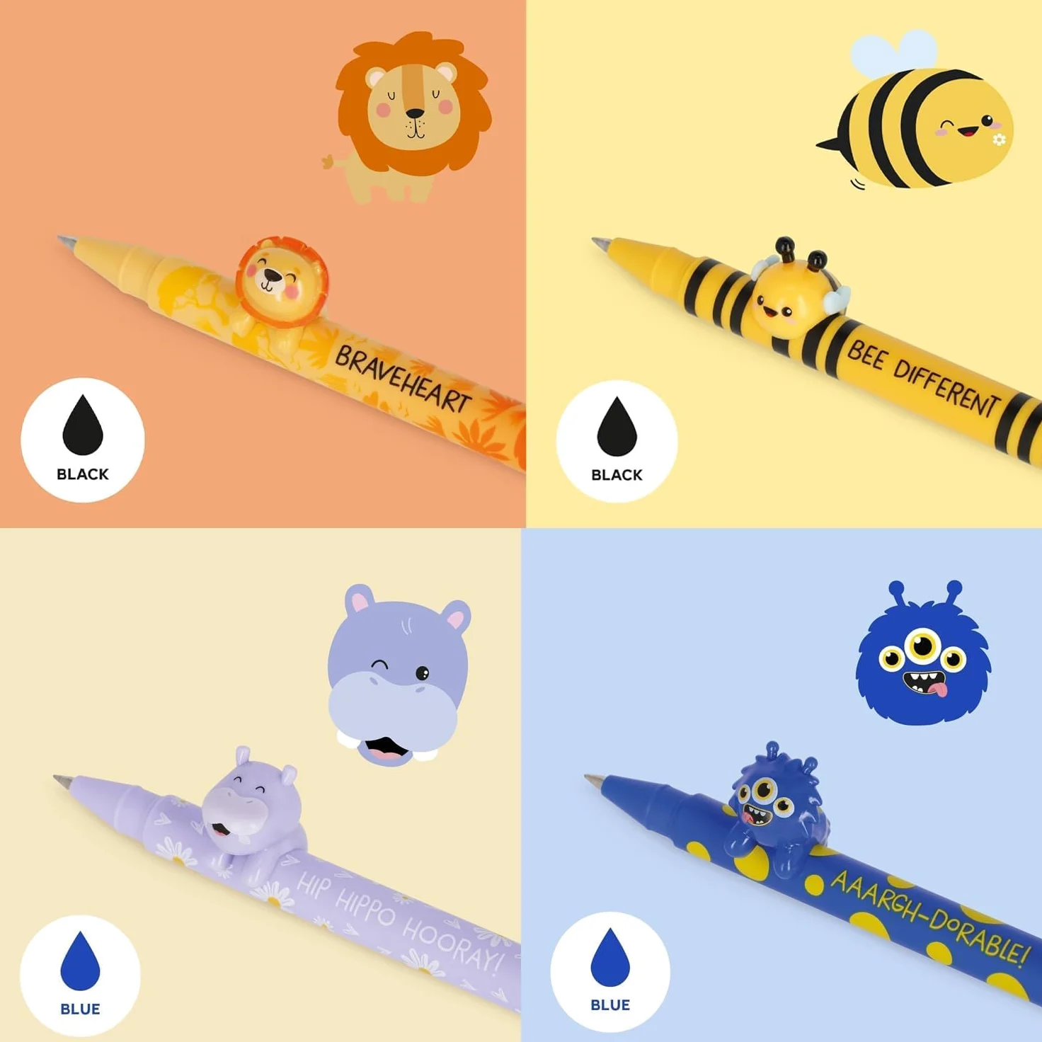 LEGAMI Lovely Friends, set da 15 pezzi, ape, leone, ippopotamo, mostro, panda, lama, Einhron, lepre, tigre, koala, gatto, orsacchiotto, bradio, coccinella e dinosauro
