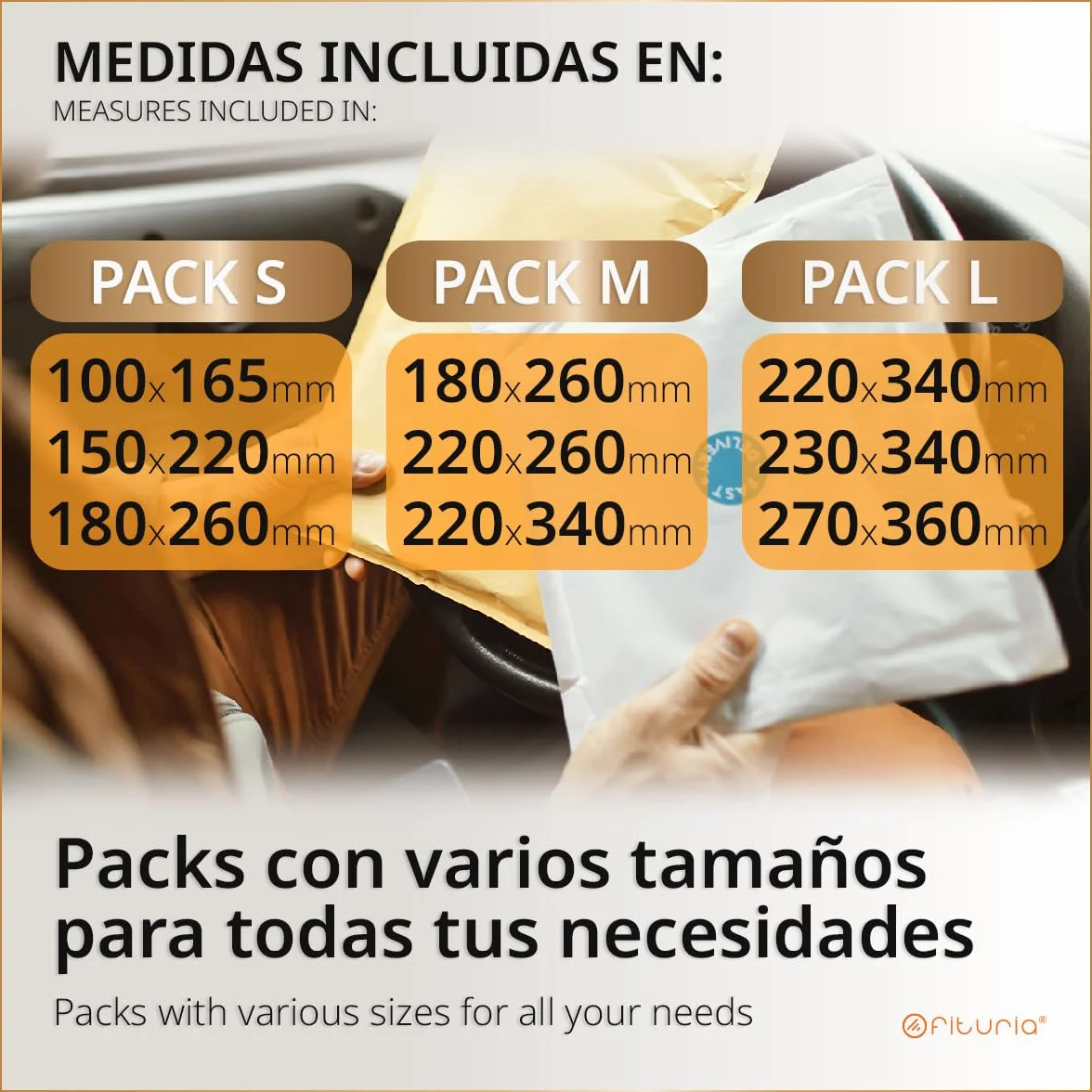 Buste Imbottite per Spedizioni Multiformato Kraft Autoadesive Carta con Pluriball 12 Pz