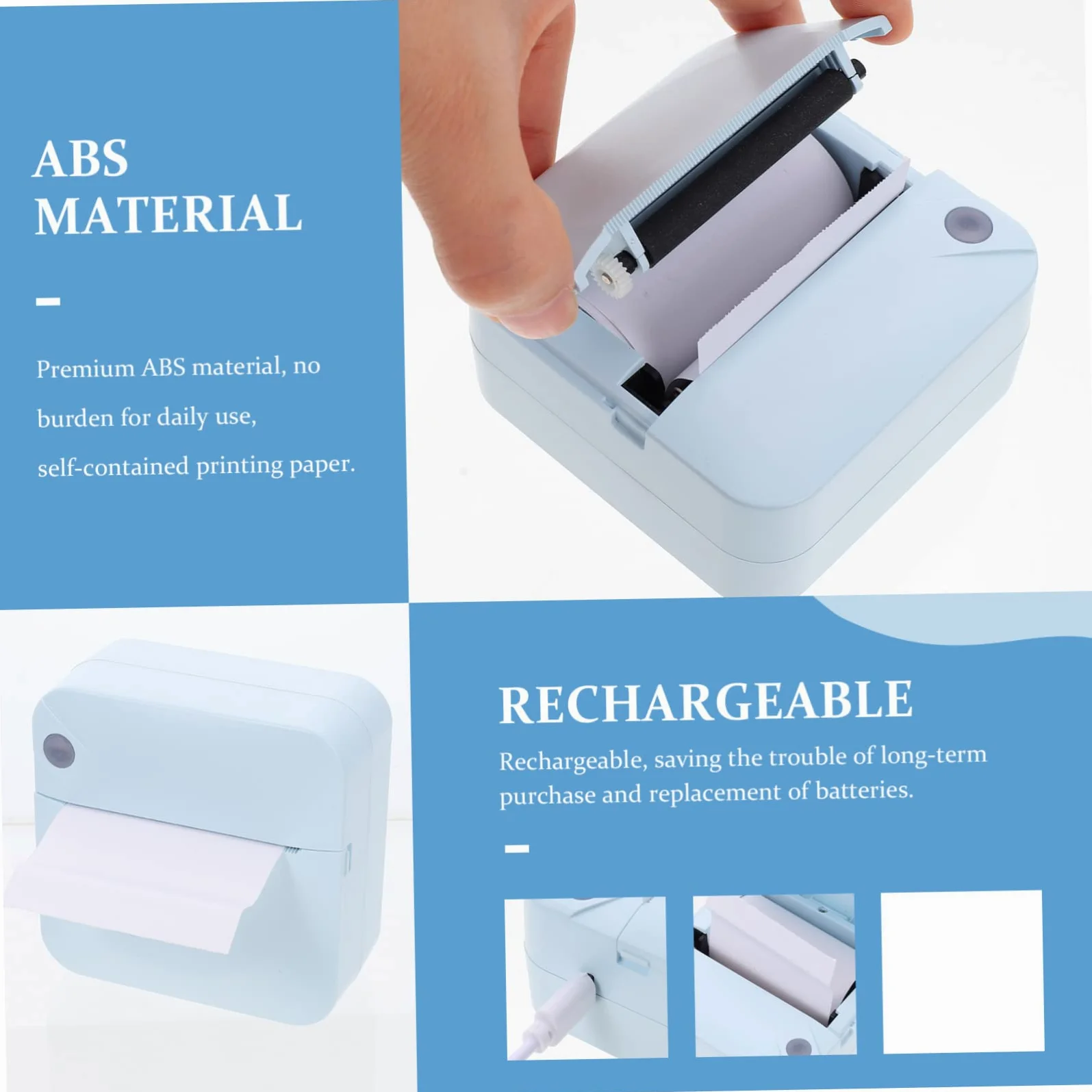 HOMSFOU Stampante Termica Portatile Etichettatrice Leggera in Plastica Ricarica Usb Wireless Per Casa Ufficio Supermercato