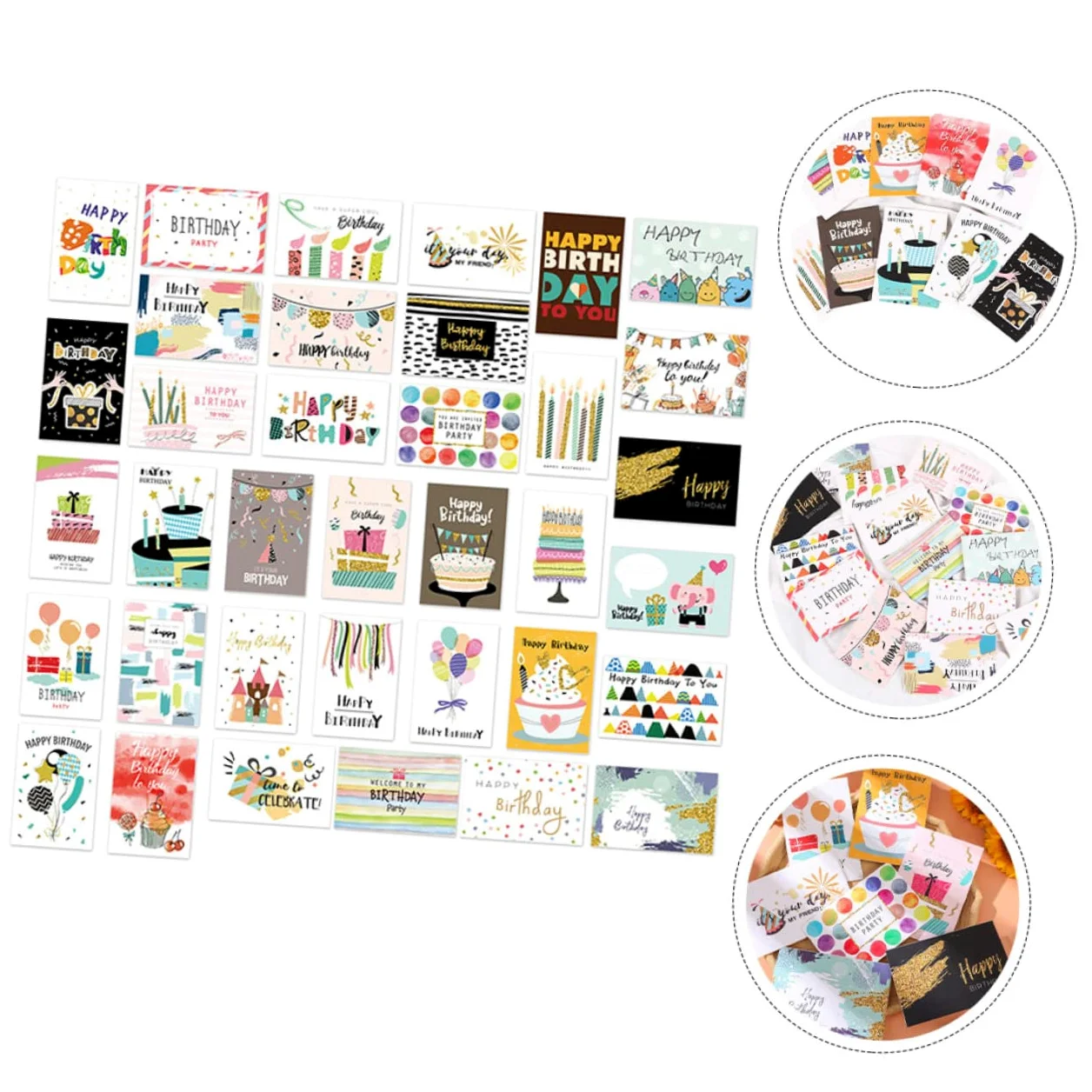jojofuny 36 Pezzi Biglietti Compleanno Creativi Carta Biglietti Augurali con Design Elegante per Messaggi Regali Compleanno per Festeggiare Speciali