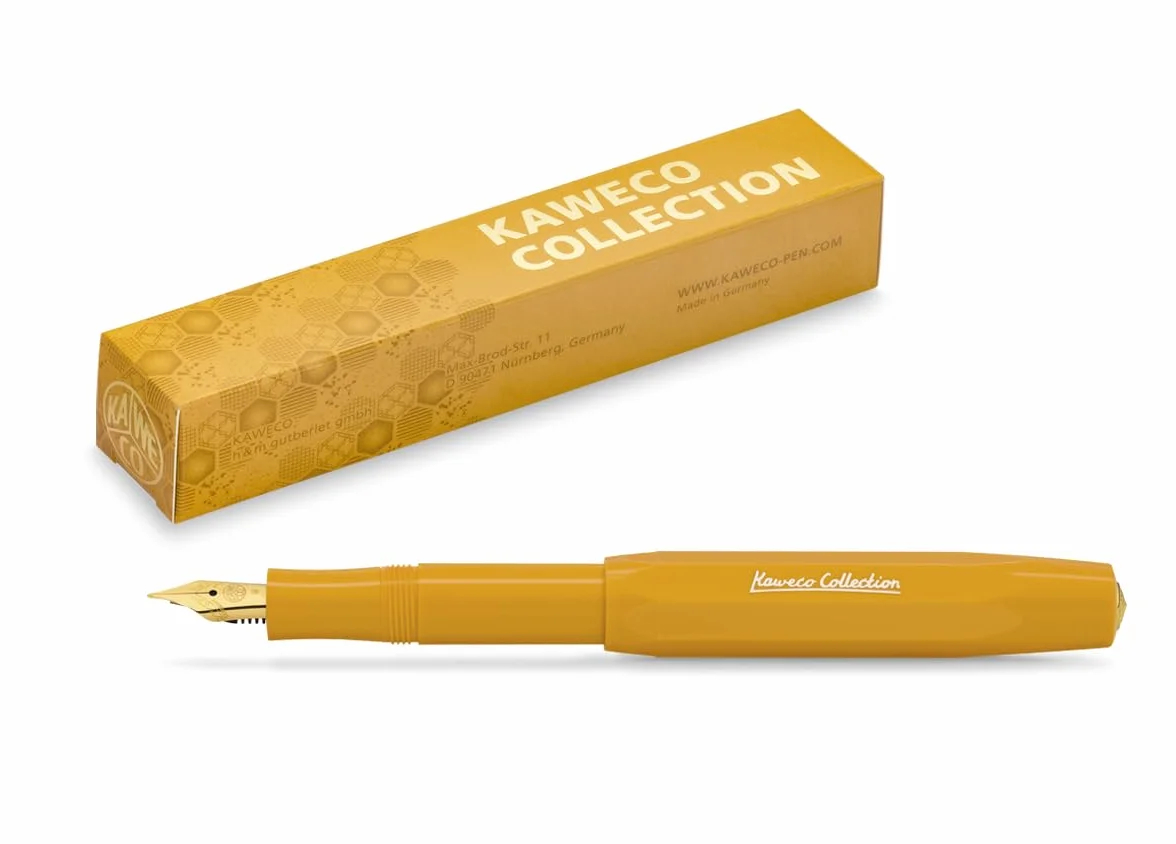 Kaweco COLLECTION - Penna stilografica Honey I, con pennino in acciaio, per cartucce d'inchiostro, colore giallo, 13 cm, pennino I, M, colore: giallo
