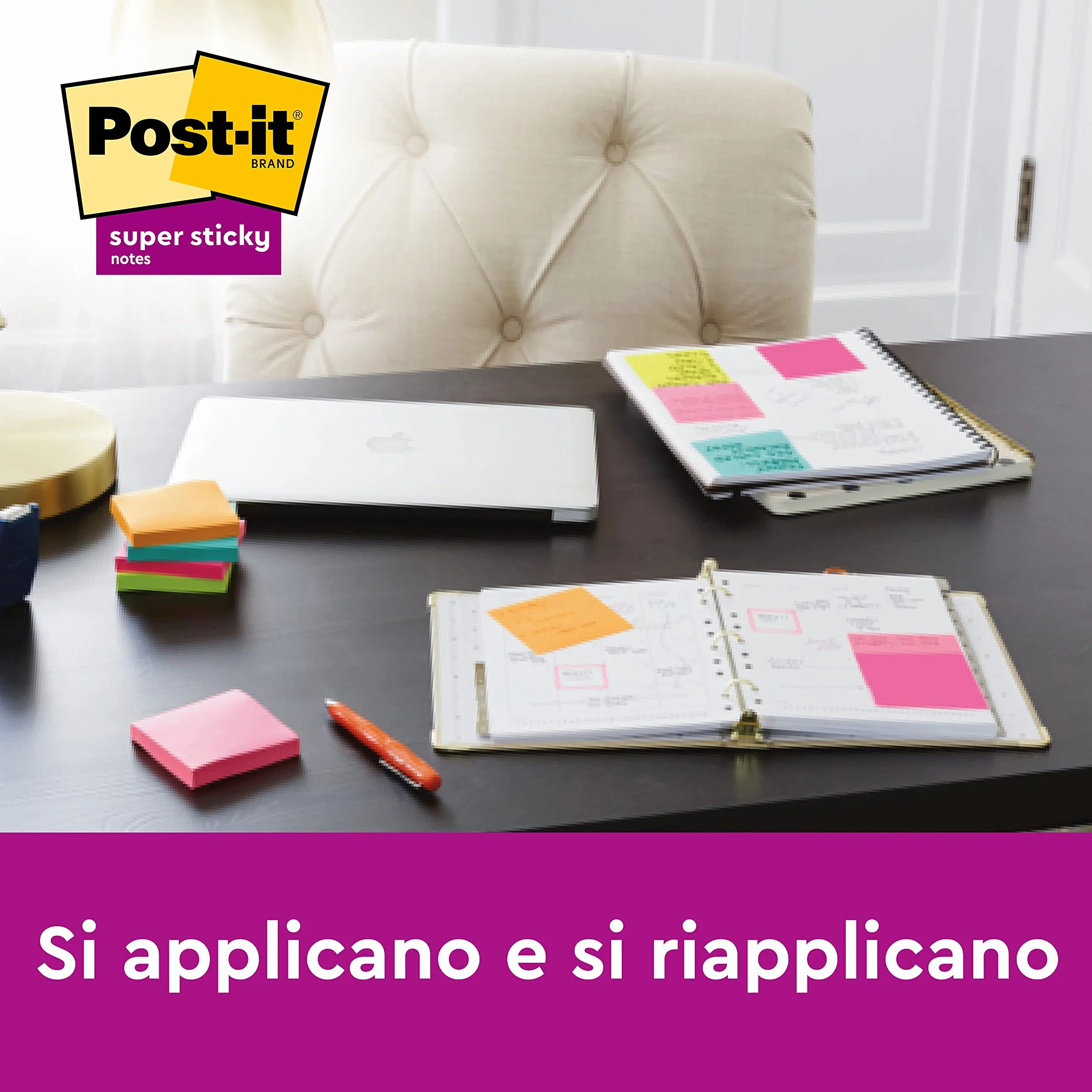 Post-it Super Sticky Carnival Collection 6 Blocchetti 90 Fogli 76x76 mm Foglietti per Appunti Elenchi Promemoria