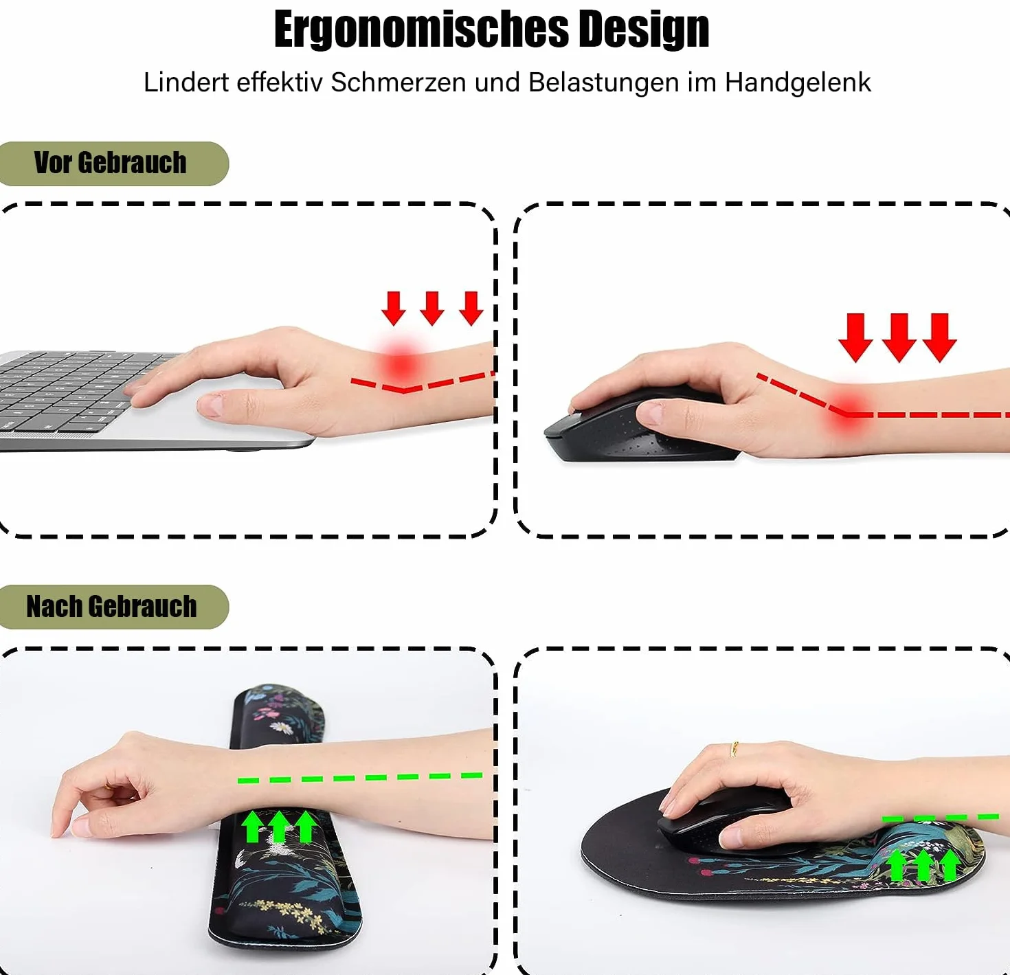 Set di poggiapolsi 3 in 1, tappetino ergonomico con cuscino in gel per mouse e tastiera