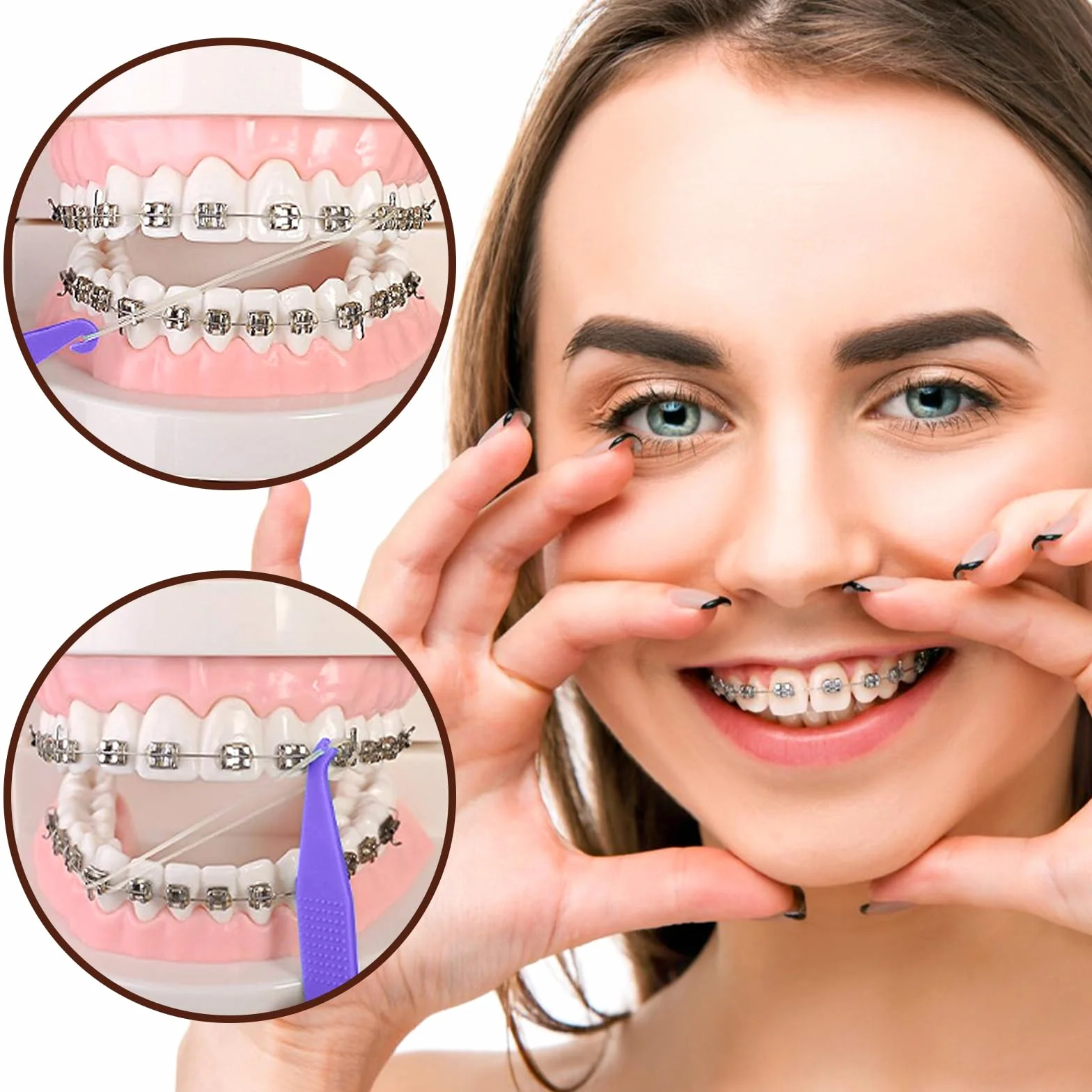VEGCOO 600 Pezzi Elastici in Gomma Ortodontica, 1/4" Volpe (A) con 6 Posizionatori