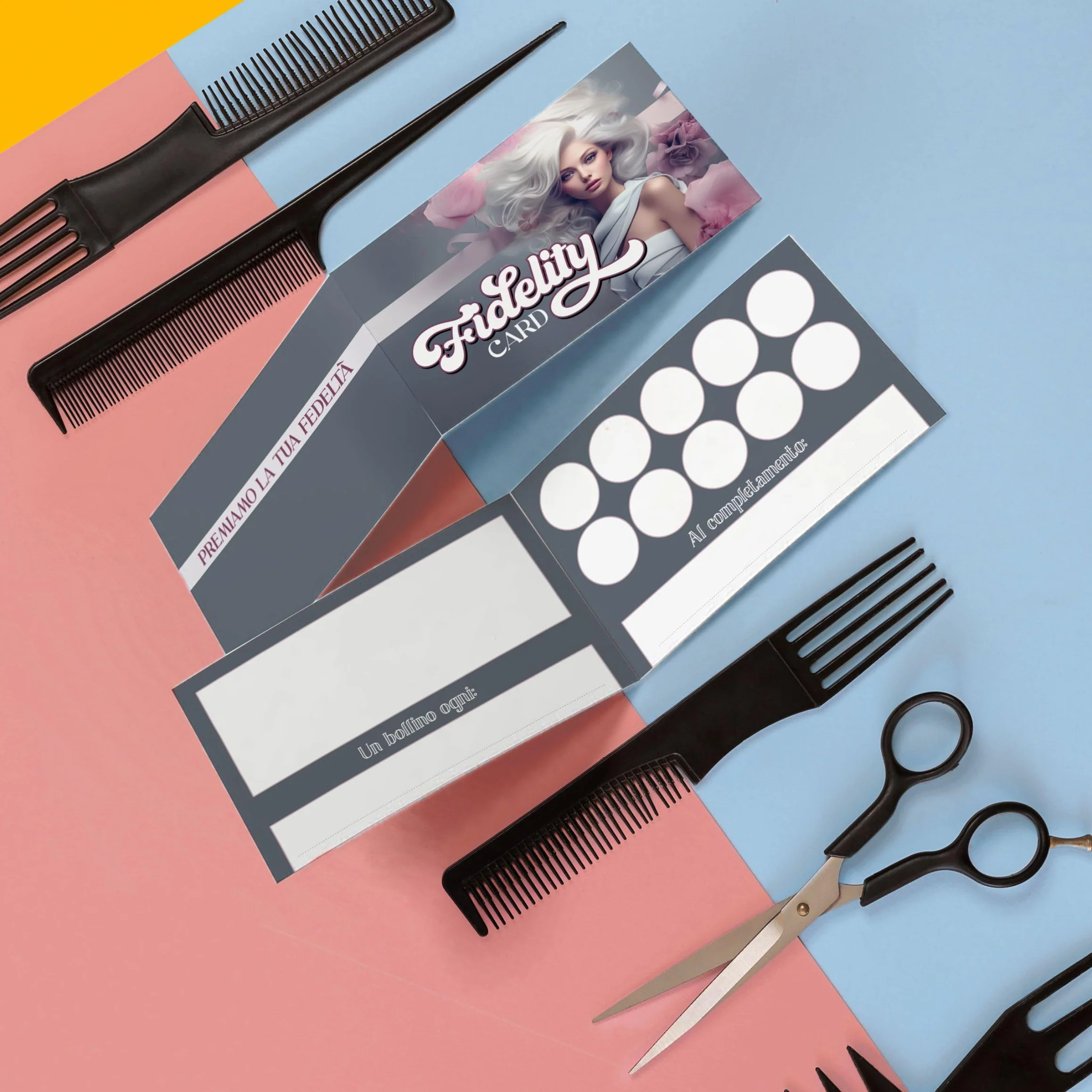 GHIBLI 50 Tessere Fedeltà + 500 Bollini a Colori Inclusi Fidelity Card per Parrucchieri e Centri Estetici