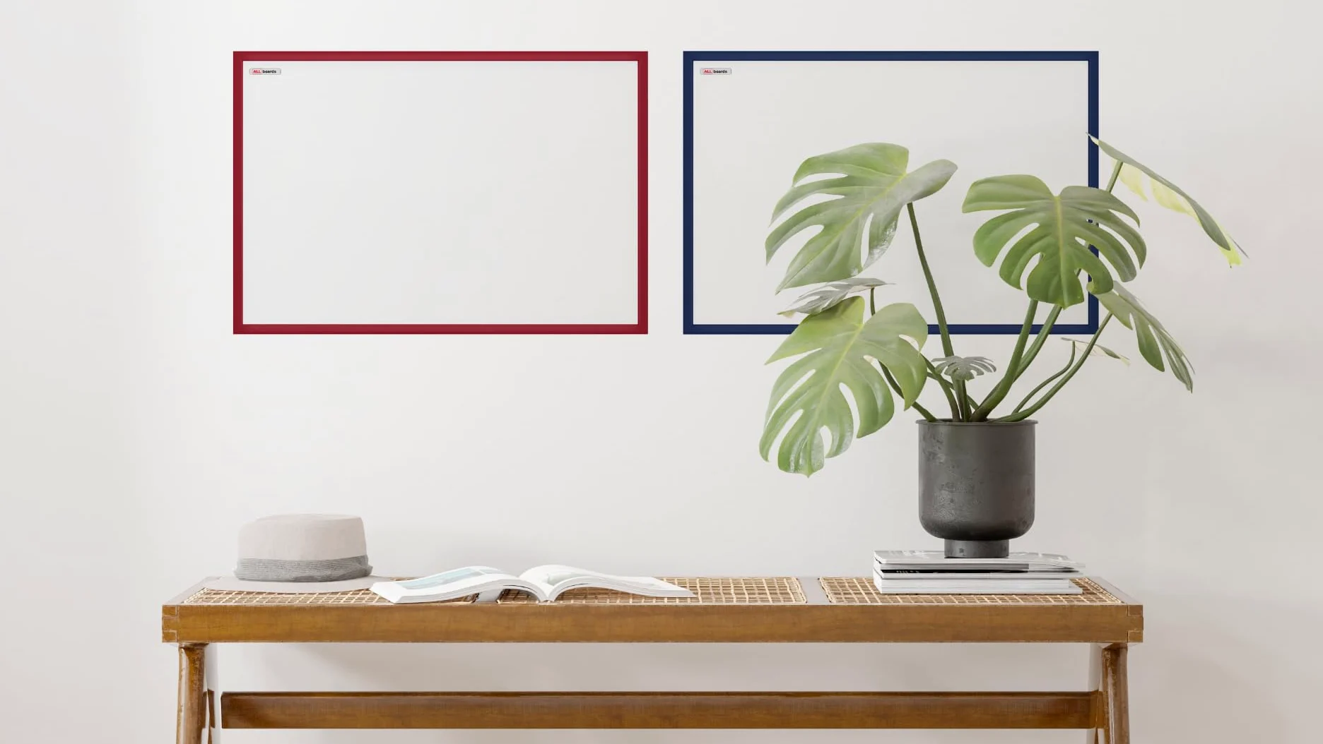 ALLboards Lavagna Magnetica Cancellabile a Secco Bianca con Cornice Rosa in Legno 90×60 cm
