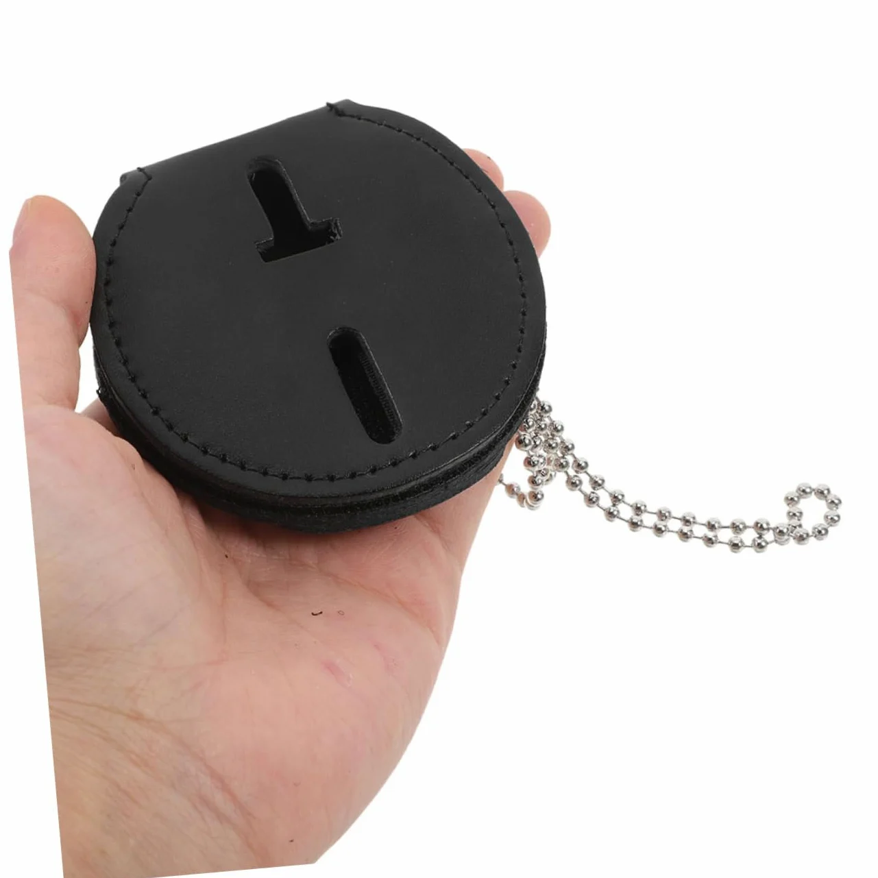 Porta Badge Cartellino Badge in Pu Nero, con Clip e Catena, Leggero e Resistente per Carte D'identità e Patente, Uso Ufficio, 2 Pezzi