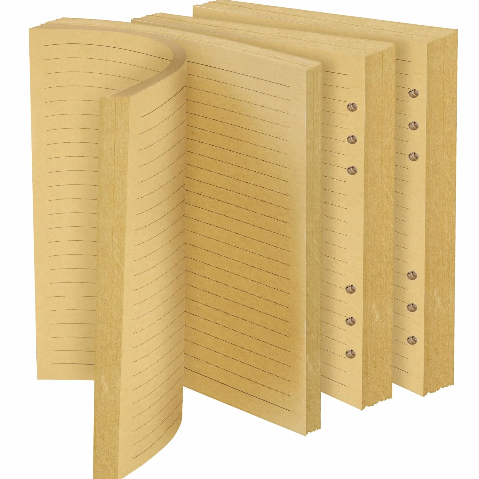 Vicloon Ricarica di Carta A5, 140 Fogli, Puntinati 21x14.2cm, 6 Fori, Compatibile per Agende e Planner, Carta Kraft