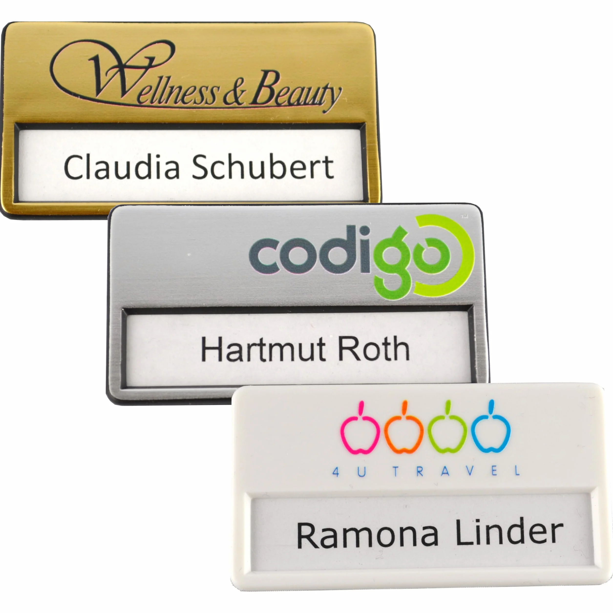 Plastica Portanomi con Calamita 64 x 16 mm Oro, Fissaggio Magnetico, Name Badge Magnete