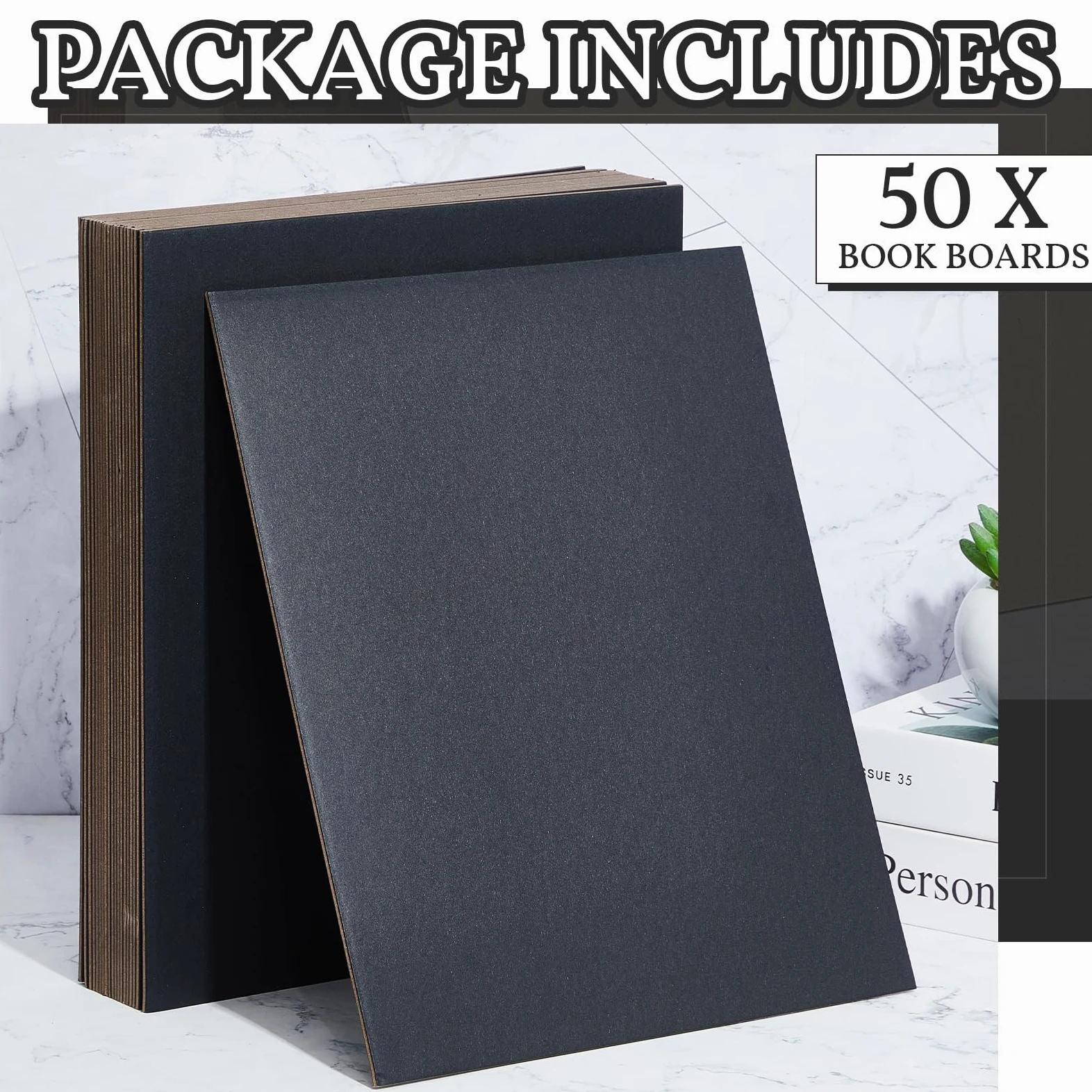 50 pannelli in truciolato, resistenti, per rilegatura, rilegatura e copertina (nero, 31 x 25 cm, 80 PT)