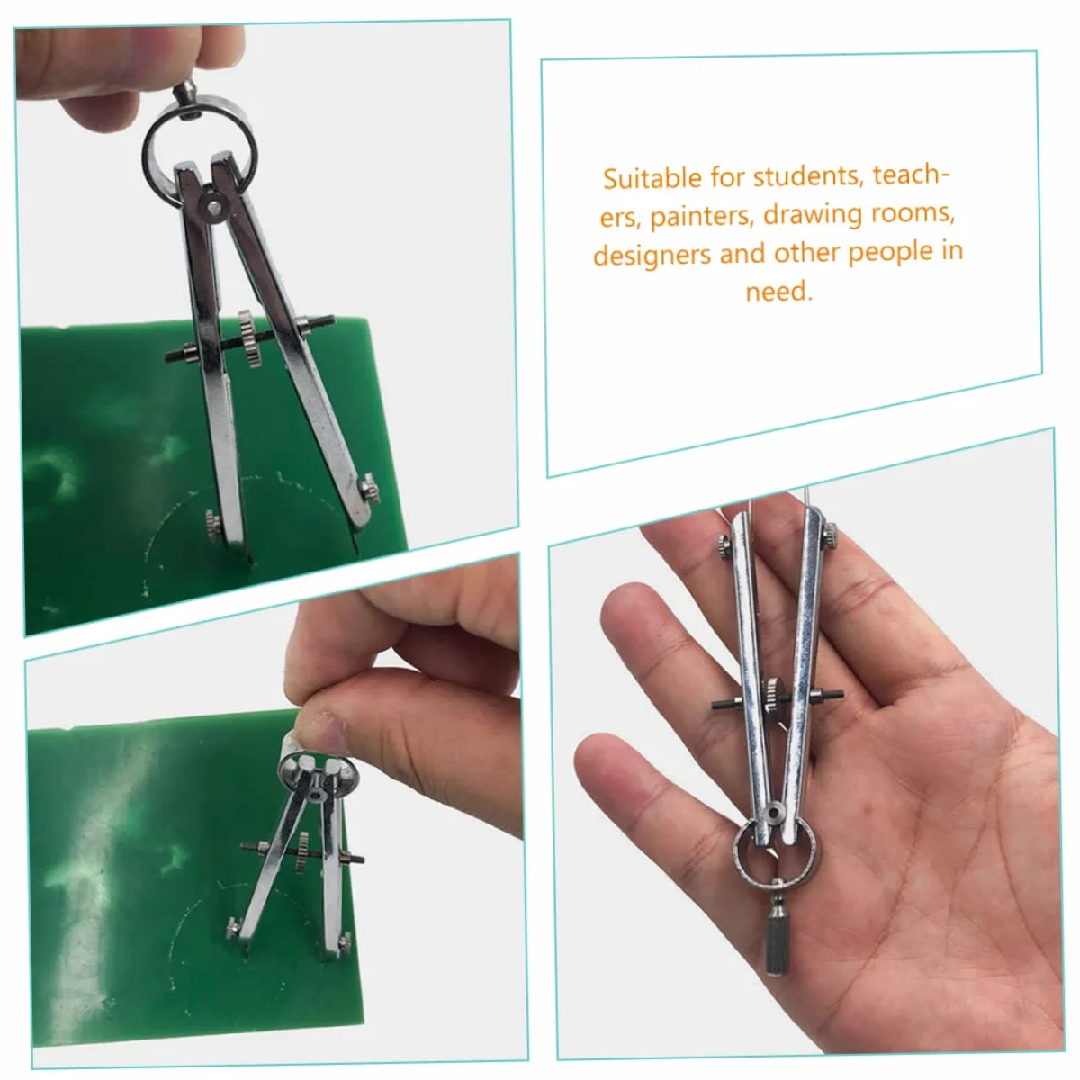 Operitacx 4 Pz Bussole attrezzo compasso a matita bussola per disegnare metrico cerchiometro cerchiografo circle compasso da disegno forniture per ufficio Acciaio inossidabile Silver