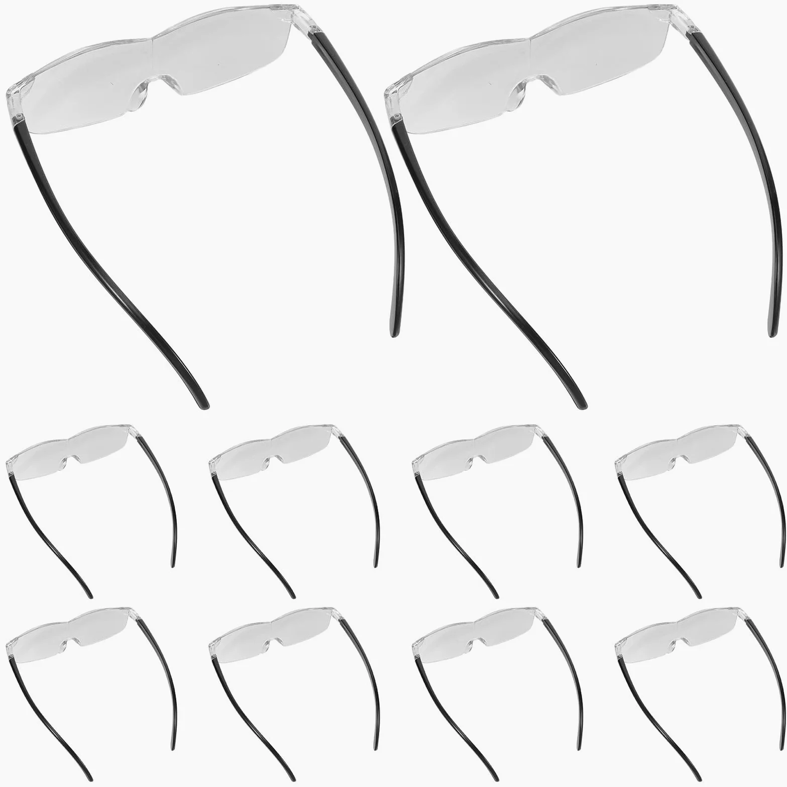 WOONEKY 10 Pezzi Occhiali Ingranditori da Lettura Indossabili per Anziani Lenti Hd per Tv Computer e Lavori di Cucito Montatura Leggera con Fascia Regolabile per Maggiore Comfort e