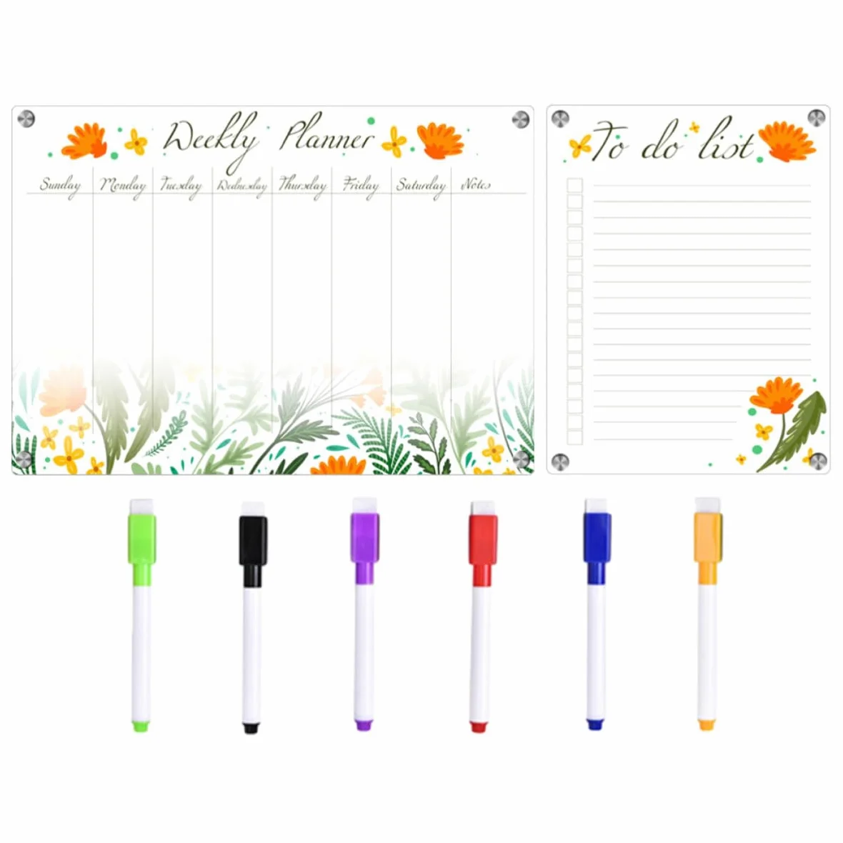 VILLCASE Lavagna Magnetica Calendario Settimanale in Acrilico Trasparente Cancellabile e Portatile per Frigorifero per Promemoria e Liste