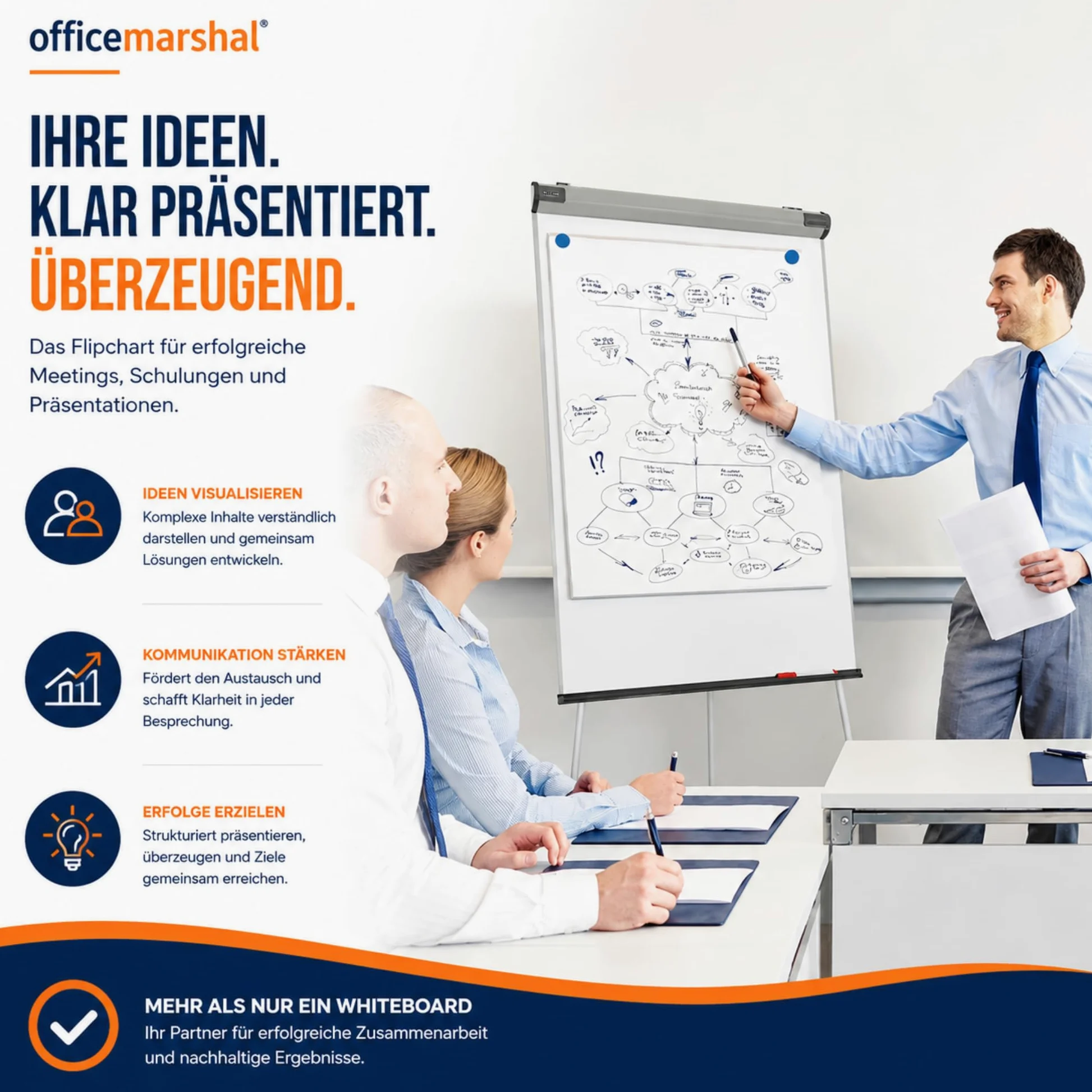 OfficeMarshal Lavagna magnetica con base a rotelle, 73 x 105 cm, regolabile in altezza fino a 210 cm, scrivibile, lavabile a secco, magnetica (coyote)