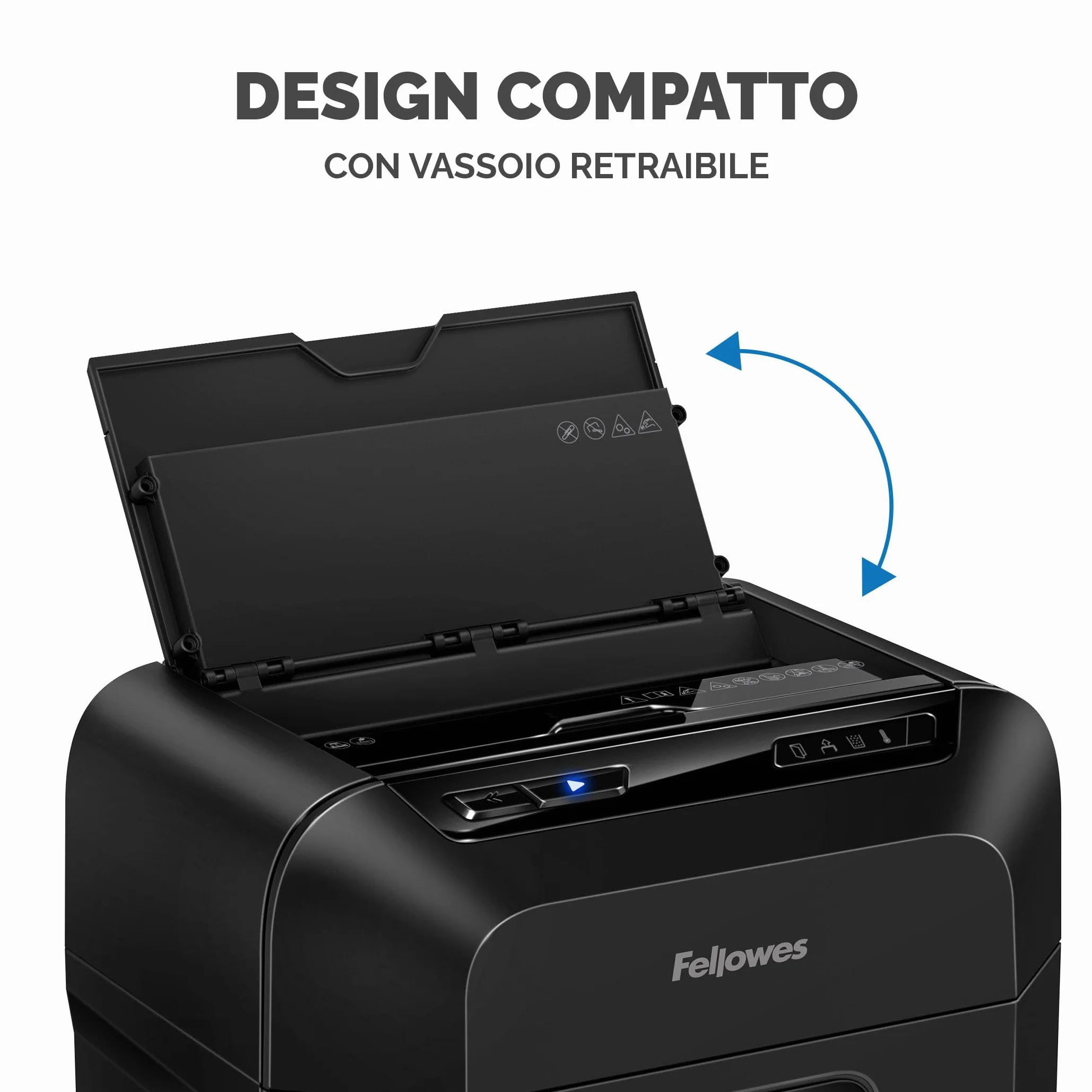 Fellowes Distruggi documenti AutoMax 90M a miniframmento, 90 fogli in modalità automatica, 9 fogli manuale, per casa e piccolo ufficio, cestino da 17 litri, modalità riposo, sicurezza P4, nero