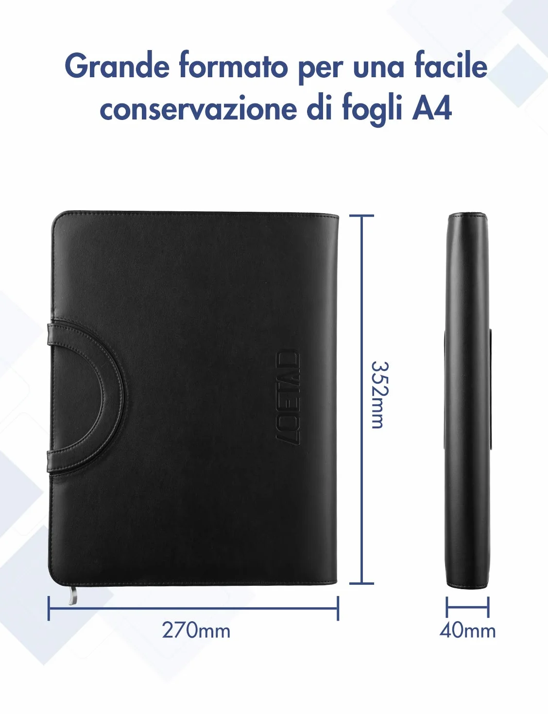 LOETAD Cartella Portadocumenti A4 con Cerniera Pelle Impermeabile Organizer da Viaggio con Portablocco Raccoglitore ad Anelli
