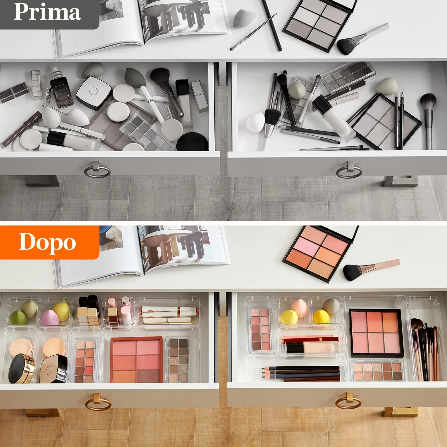 Lifewit Organizer Cassetti 25 Pezzi Divisori Contenitori Impilabili Stoccaggio Scatole Scrivania