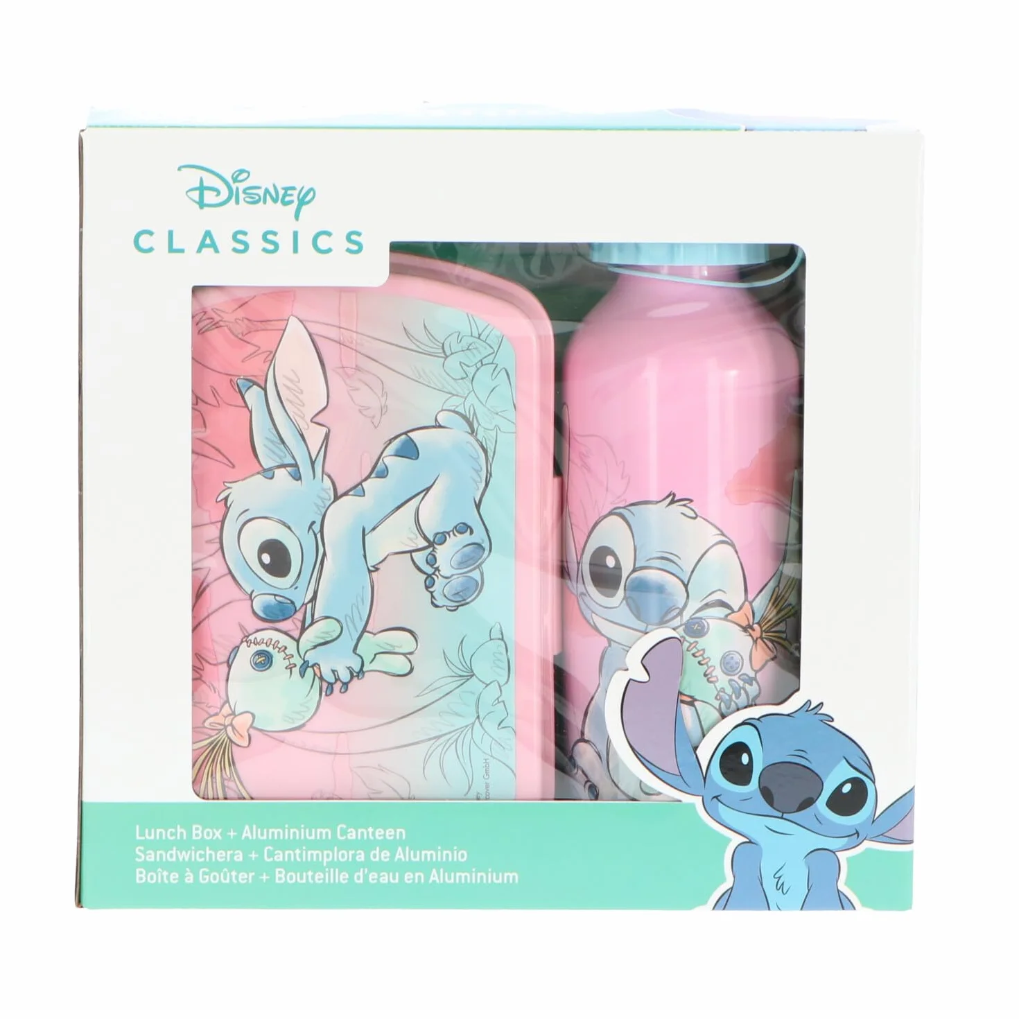 Disney Set per Il Pane – Contenitore per Il Pranzo e Bottiglia 400 ml, Stitch