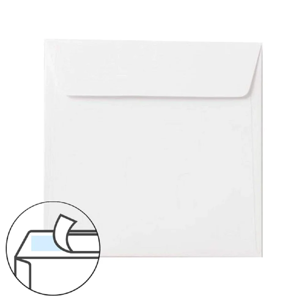 Paper24 - Buste da lettera quadrate, 160 x 160 mm, 16 x 16 cm, con chiusura adesiva, 2 biglietti per buoni regalo, colore: bianco 100 g, 200