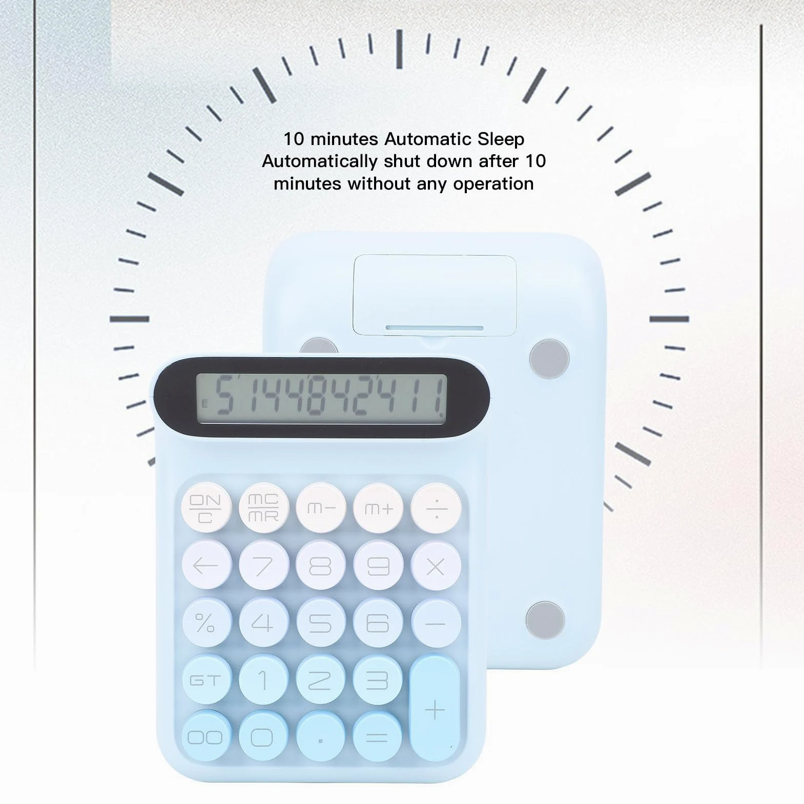 Calcolatrice con Interruttori Meccanici, Simpatica Calcolatrice con Ampio Display LCD a 10 Cifre, Simpatica Calcolatrice da Tavolo a 24 Tasti con Cuscinetti Antiscivolo per (BLUE)