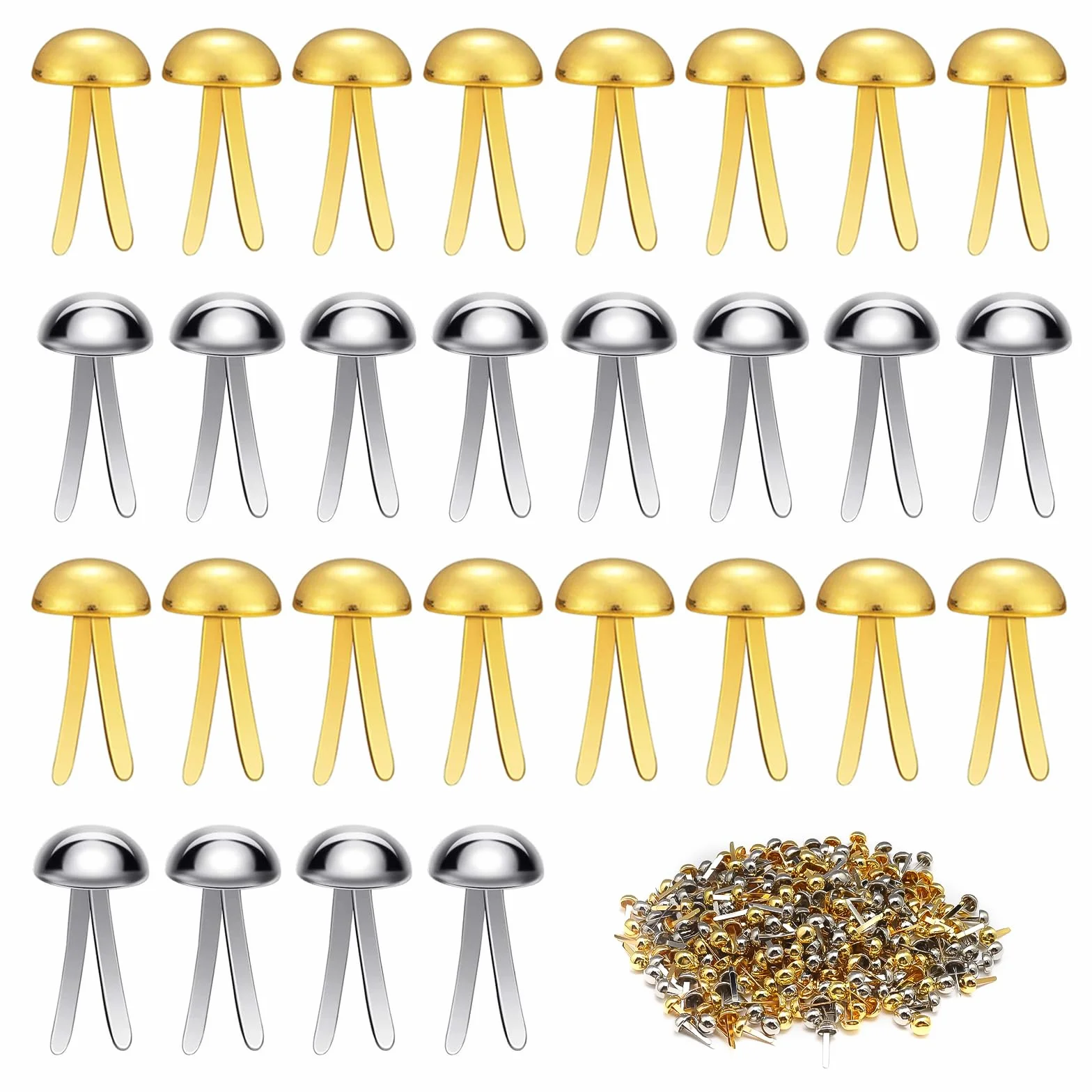 Fermacampioni Piccoli 8mm Clip a Testa Tonda 300 Pezzi per Scrapbooking Carta e Decorazioni