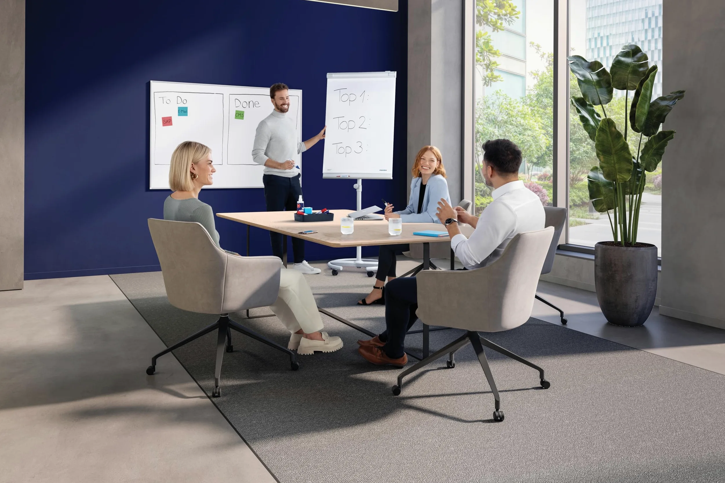 Franken F2400/N - Lavagna portablocco mobile, diametro 65 cm, 17,5 kg, 68 x 105 cm, colore: grigio chiaro