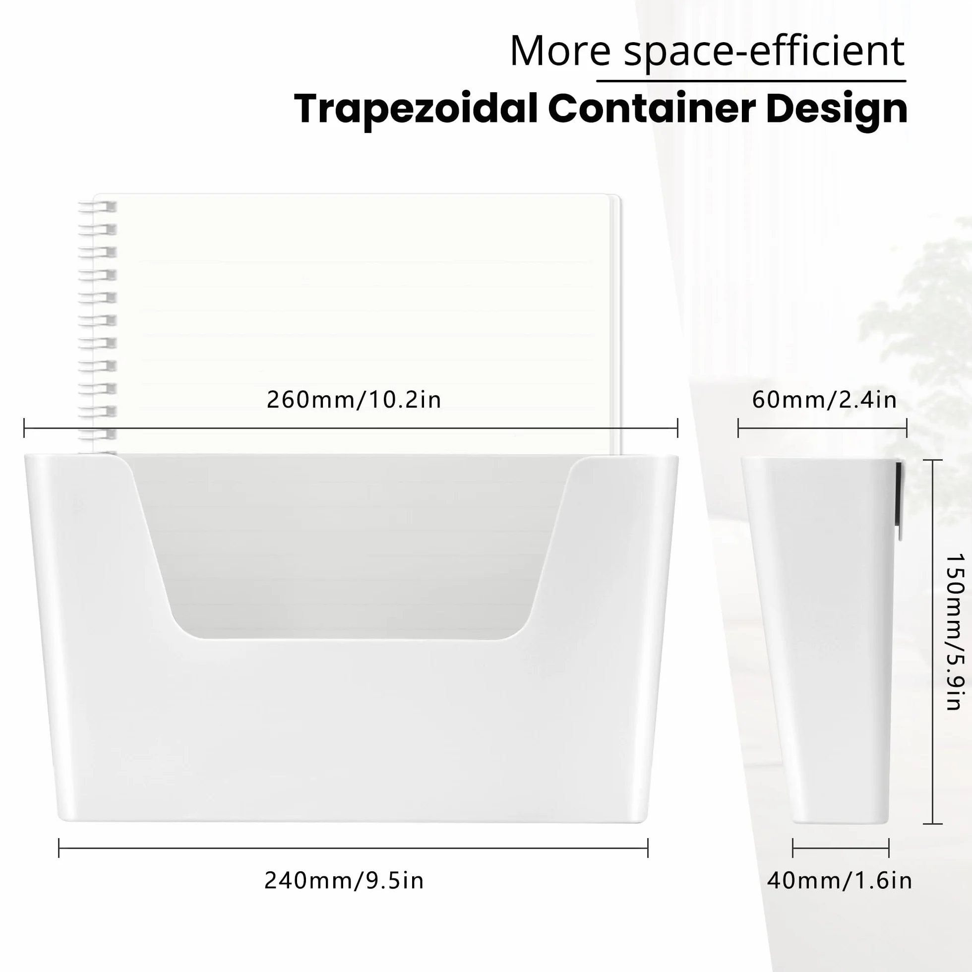 YOHOM Supporto adesivo per ufficio, piccolo supporto per documenti da appendere alla parete, alla porta, per posta, banconote, organizer in plastica (bianco, 5 pezzi)