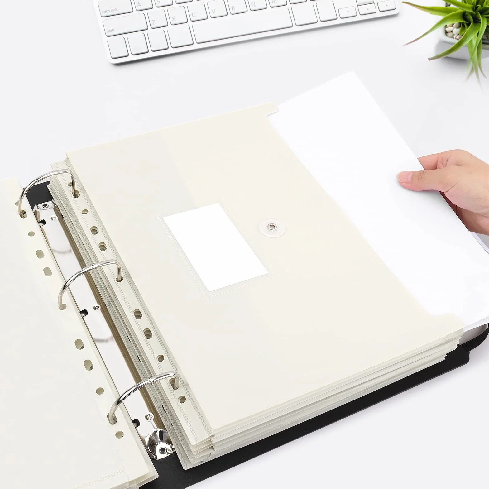 Uquelic Raccoglitore ad anelli, formato A4, con 10 tasche espandibili in plastica, con etichette, grande organizer per documenti per casa, ufficio, blu