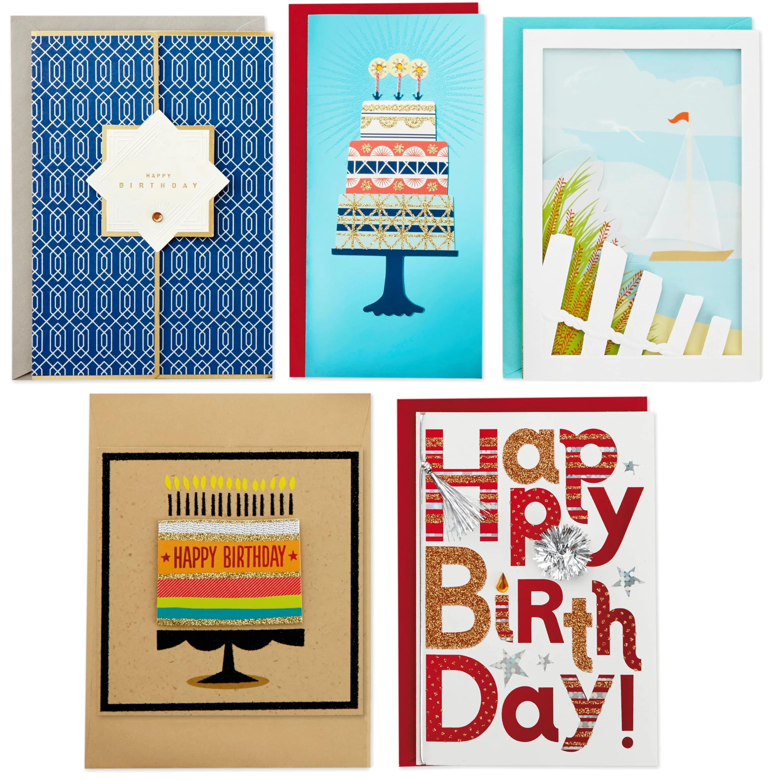 Hallmark - Set di biglietti di auguri assortiti per tutte le occasioni con organizer per biglietti (confezione da 24) – compleanno, bambino, matrimonio, simpatia, pensiero di te, grazie, in bianco
