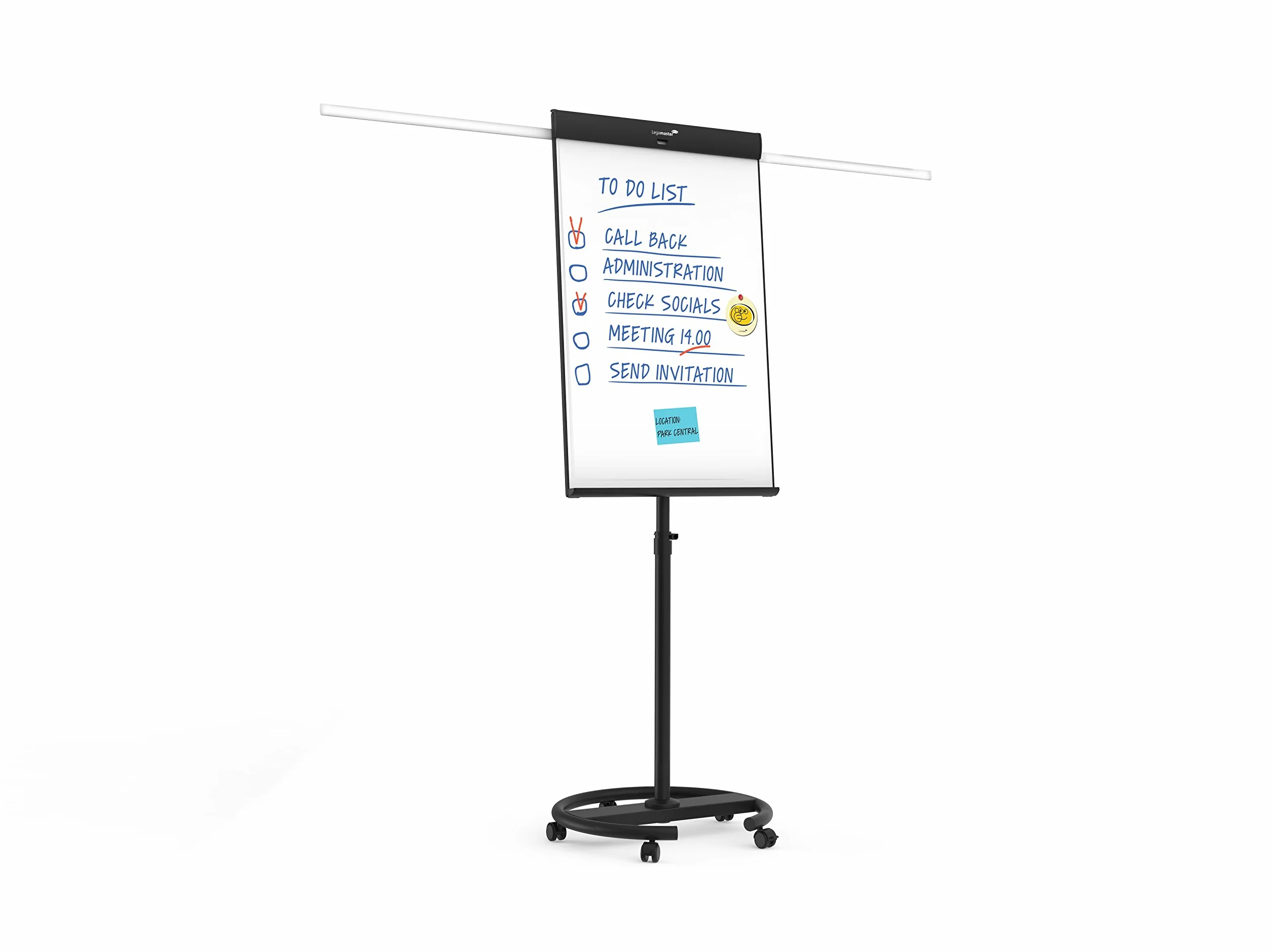 Legamaster Lavagna a fogli mobili triangolari universale – Superficie magnetica e lavabile a secco (68 x 105 cm) – Base rotonda – Nero – ideale per riunioni e brainstorming