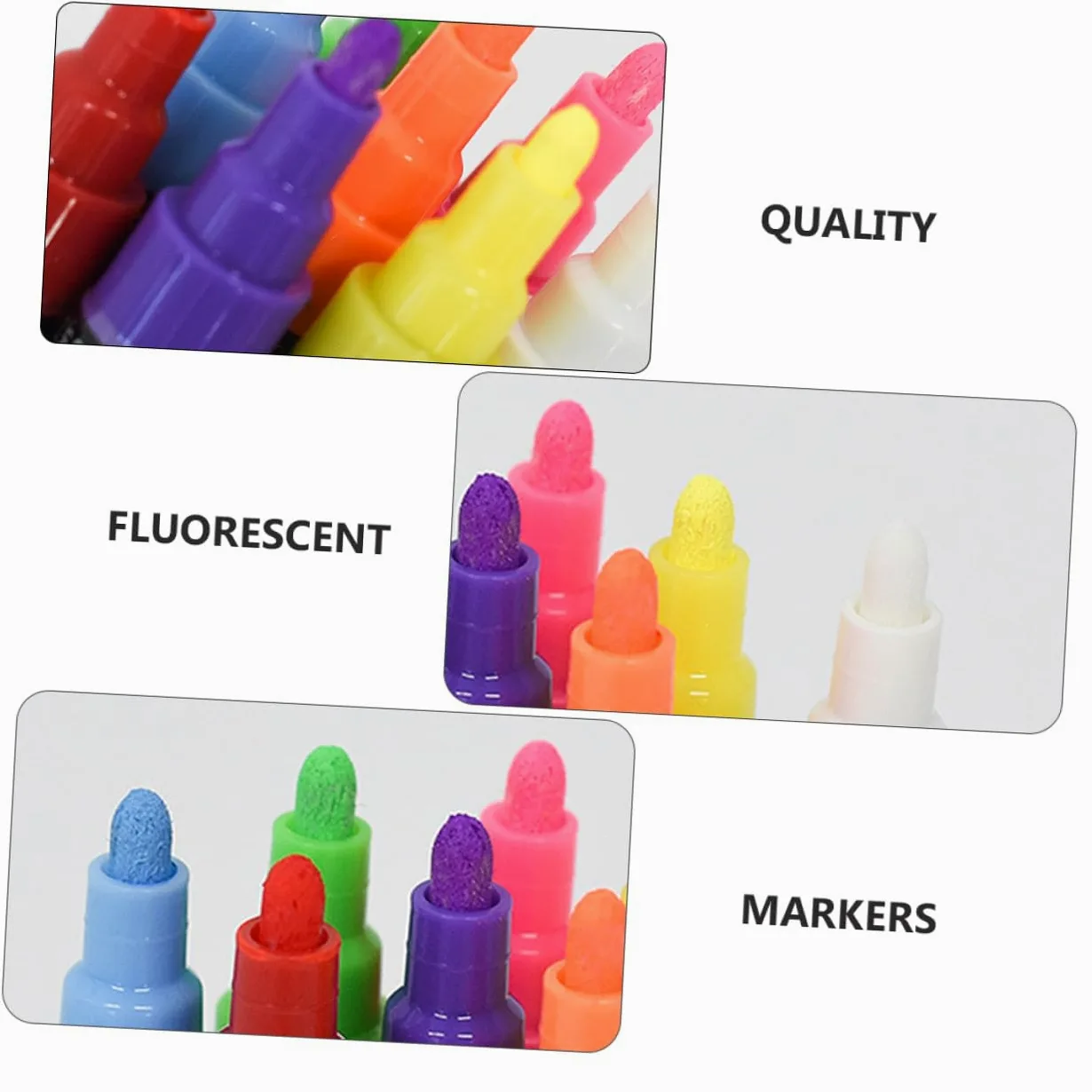 PLAFOPE Set di Pennarelli Fluorescenti Cancellabili 12 Pezzi per Lavagna | Corpo in Plastica Inchiostro Liquido, Punta Rotonda 6mm, Scrittura su Superficie Bianca