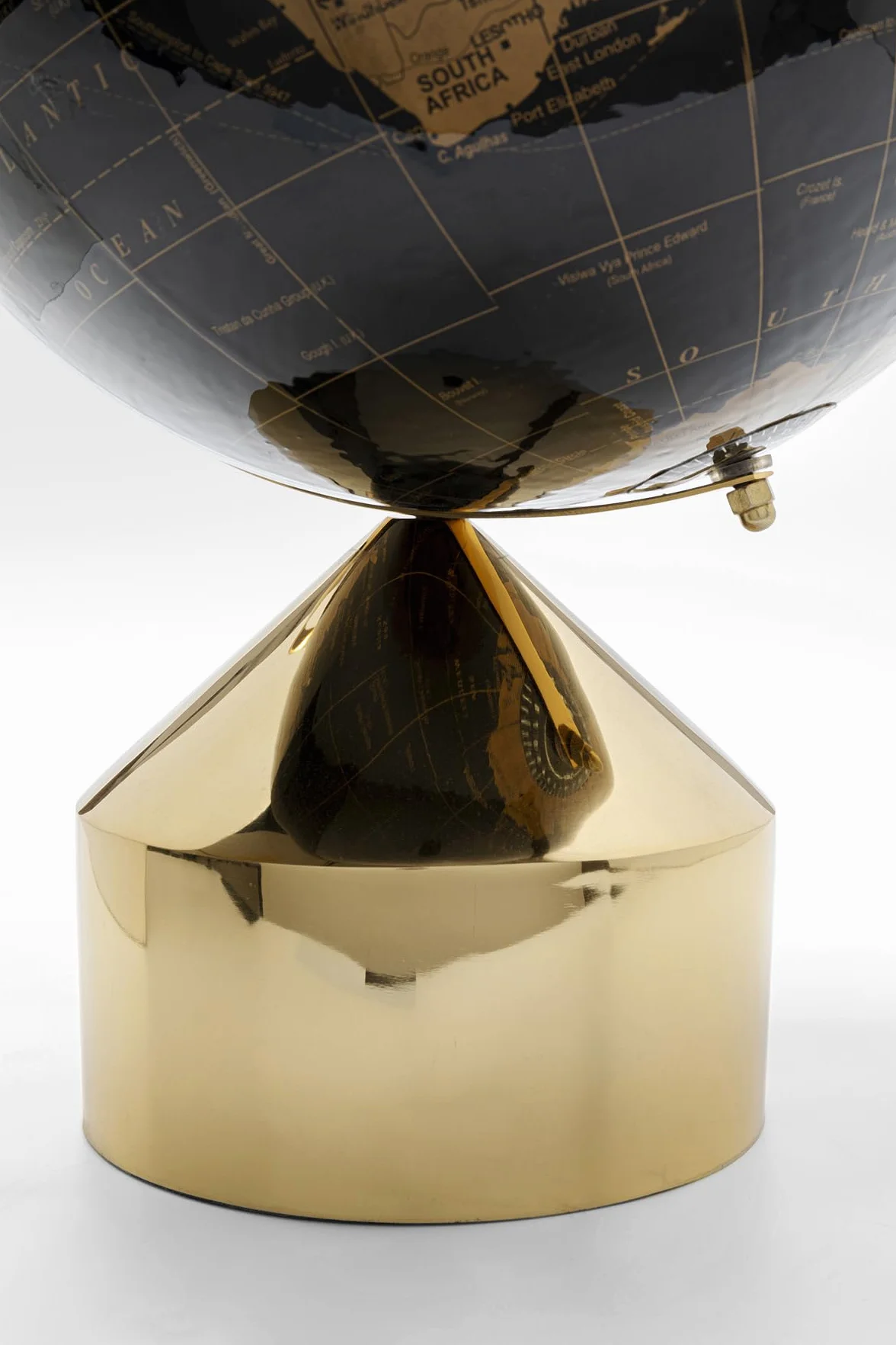 Kare Design oggetto decorativo Globe Top, oro/nero, mappamondo, diametro sfera 17cm, base in metallo, cartografia classica moderna, educazione/geografia, idea regalo ragazzi/bambini