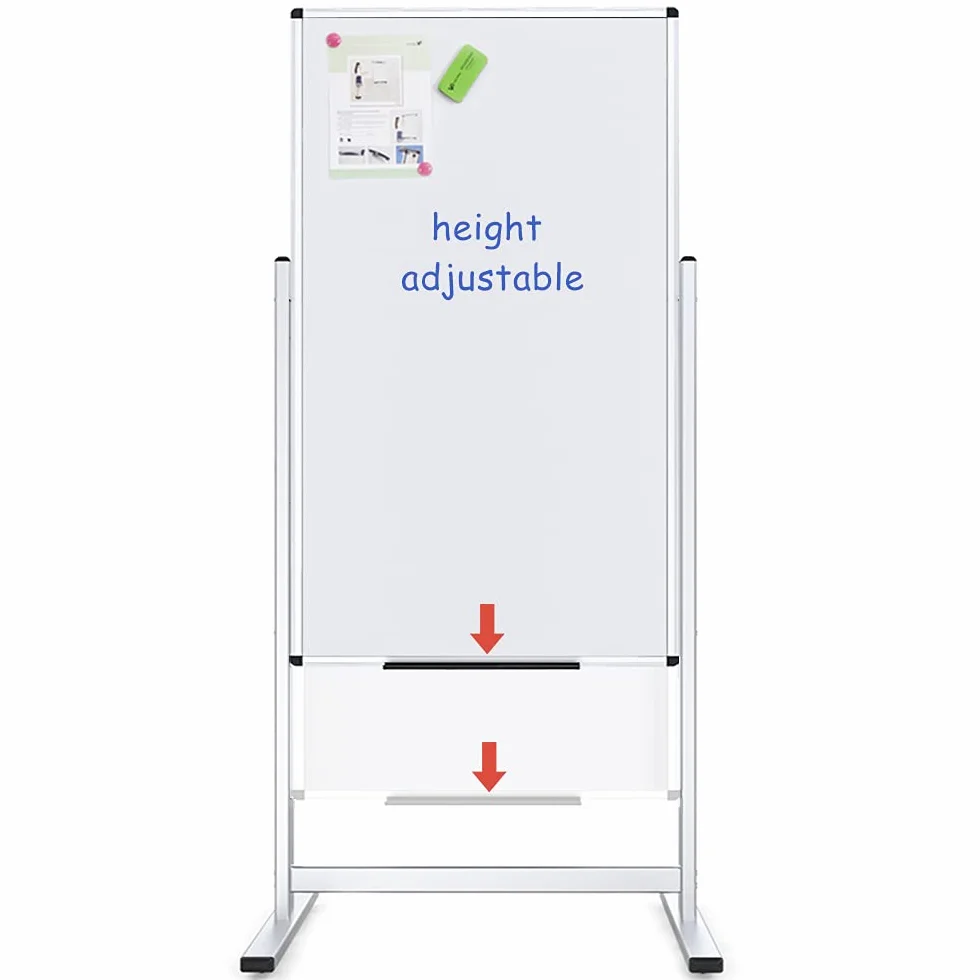 VIZ-PRO Lavagna Bianca Magnetica 120 x 60 cm con Supporto | Doppio Lato Cancellabile a Secco, Cornice in Alluminio, ideale per Ufficio, Casa, Scuola e Riunioni