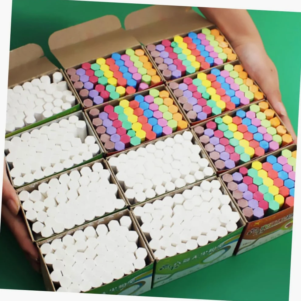 DOITOOL 3 Set Gessetti Colorati Esagonali Per Lavagna Polvere Per Scuola Gessetti Didattici Resistenti E Portatili 3 Scatole*3