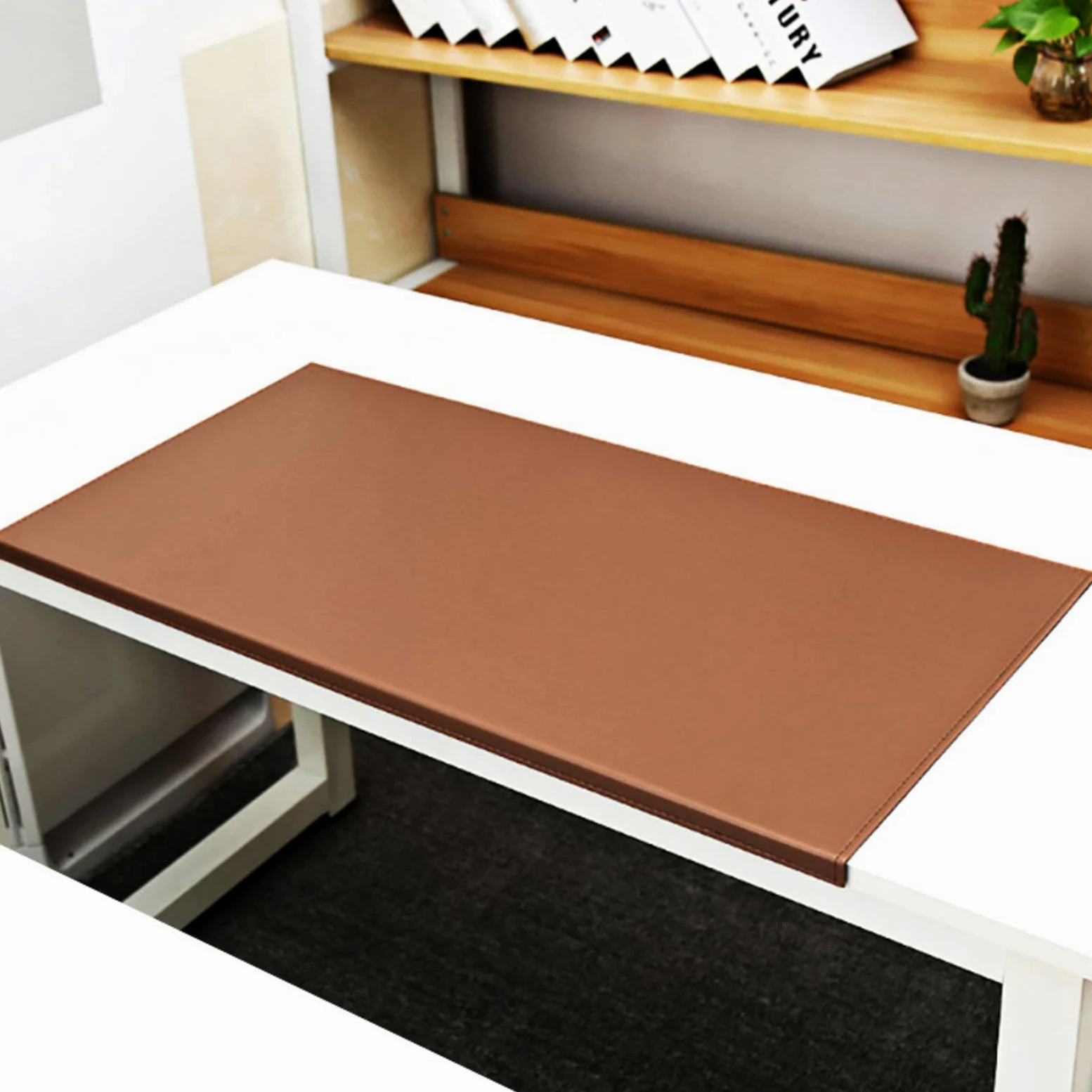 PU Cuoio Sottomano Da Ufficio,Grande Tappetino Da Scrittoio Protettore Impermeabile Scrivania Tappetino Da Scrittura Per Ufficio Casa,Multifunzionale Antiscivolo Tappetino Mouse-Marrone. 80x40cm(31x16