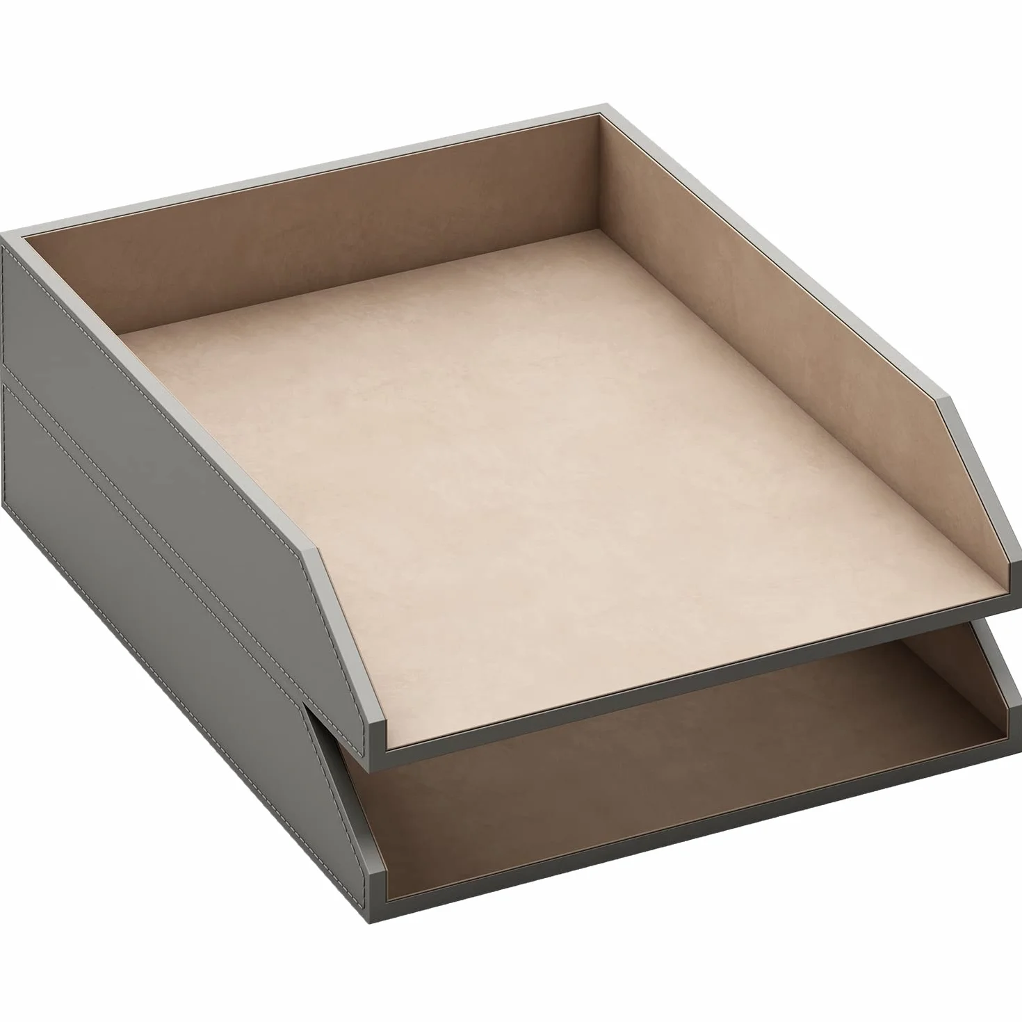 Vassoio portalettere in pelle, impilabile, organizer da scrivania per forniture per ufficio, carta, documenti, riviste, perfetto per l'organizzazione dell'ufficio per scrivania (grigio)