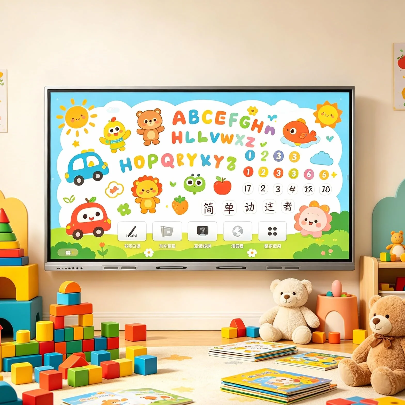 Lavagna interattiva display touch Doppio sistemas vetro temperato antiriflesso resistente a graffi urti e macchie di impronte digitali per Aula Casa Ufficio(1212 * 682mm/47.71 * 26.85in)