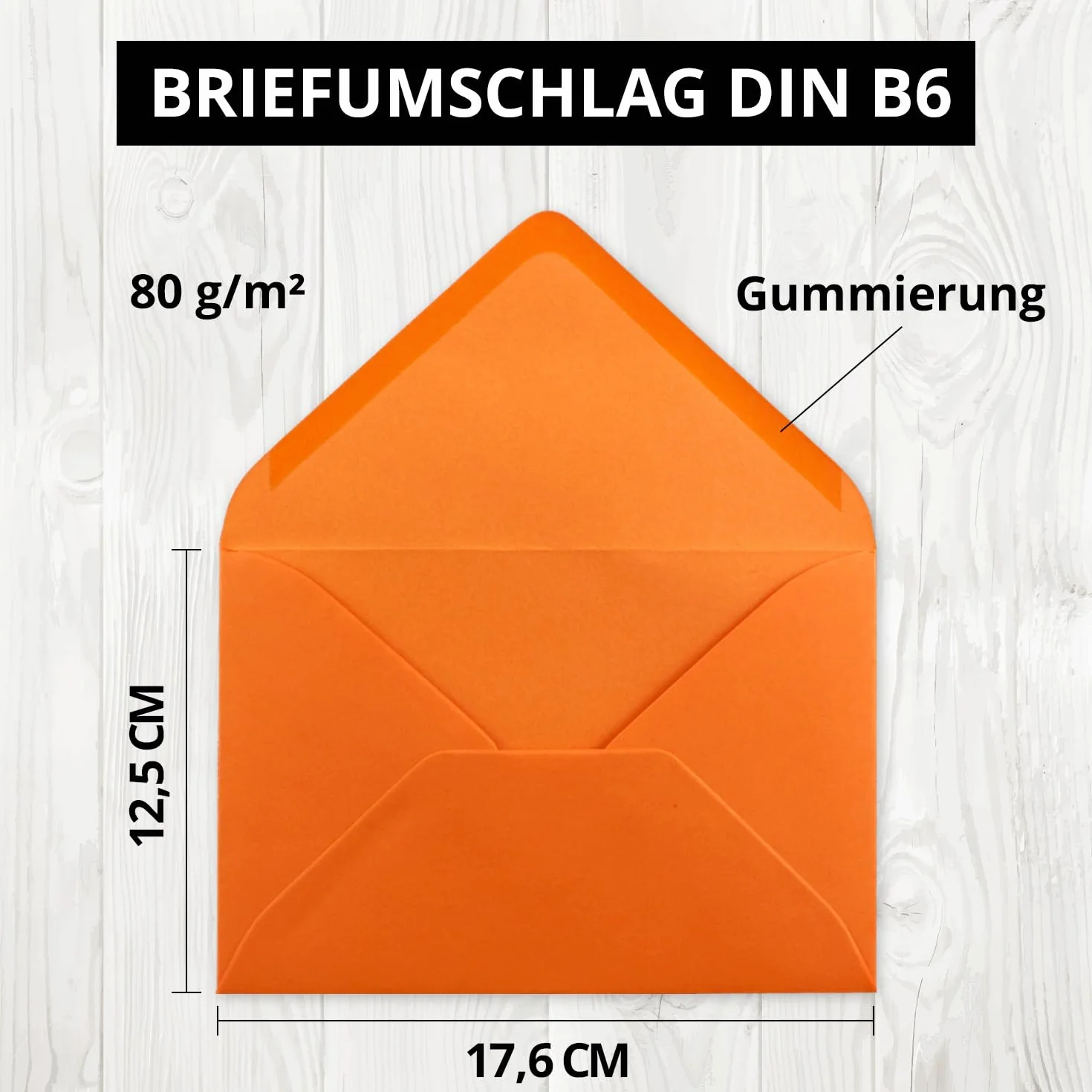 Buste da lettere 80 g/m² formato B6 175 x 125 mm chiusura adesiva 50 Umschläge Orange