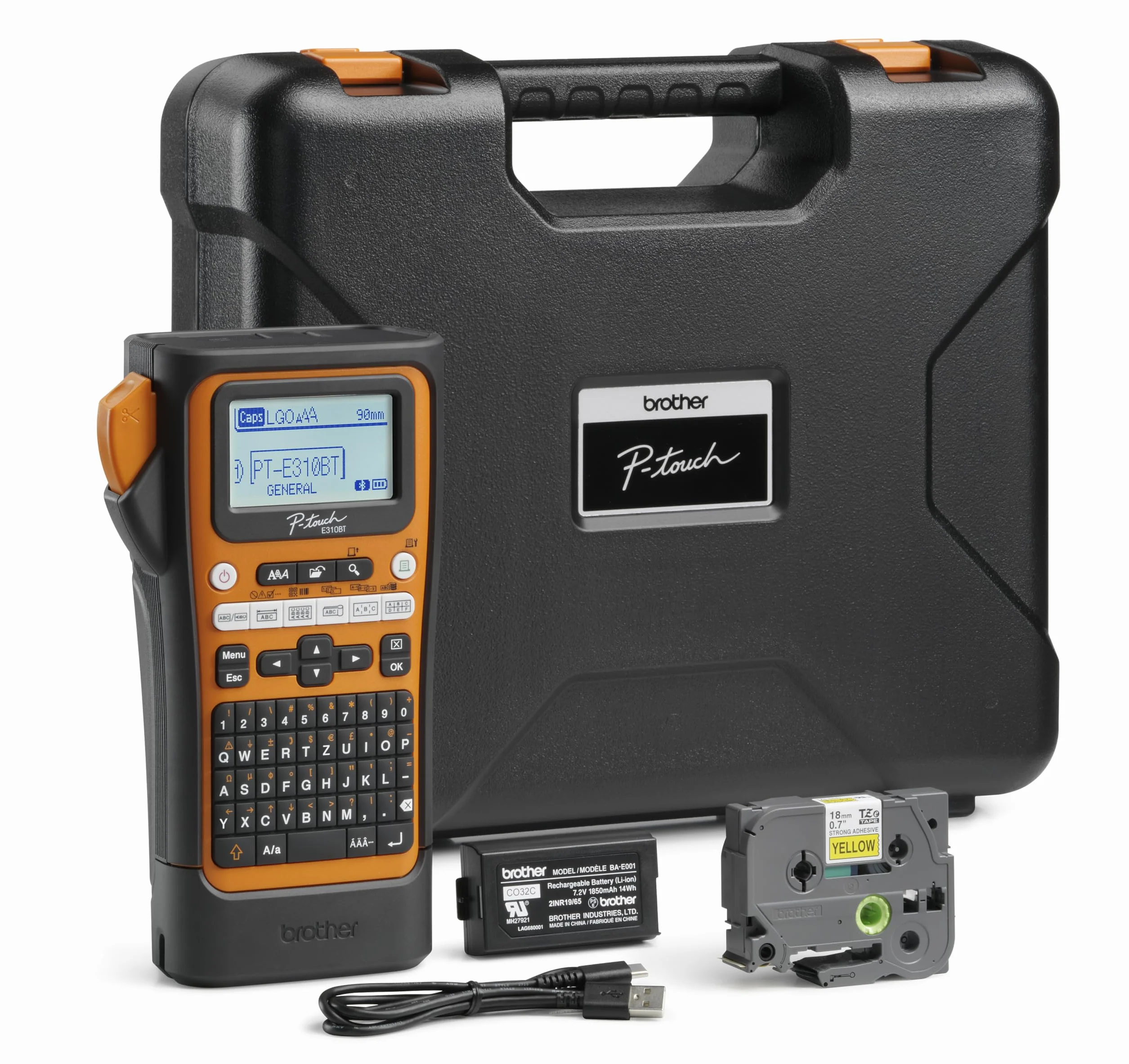 Brother P-Touch E310BTVP - Etichettatrice professionale per nastri TZE larghi 18 mm e tubi termoretraibili HSE larghi 11,2 mm, stampa a trasferimento termico